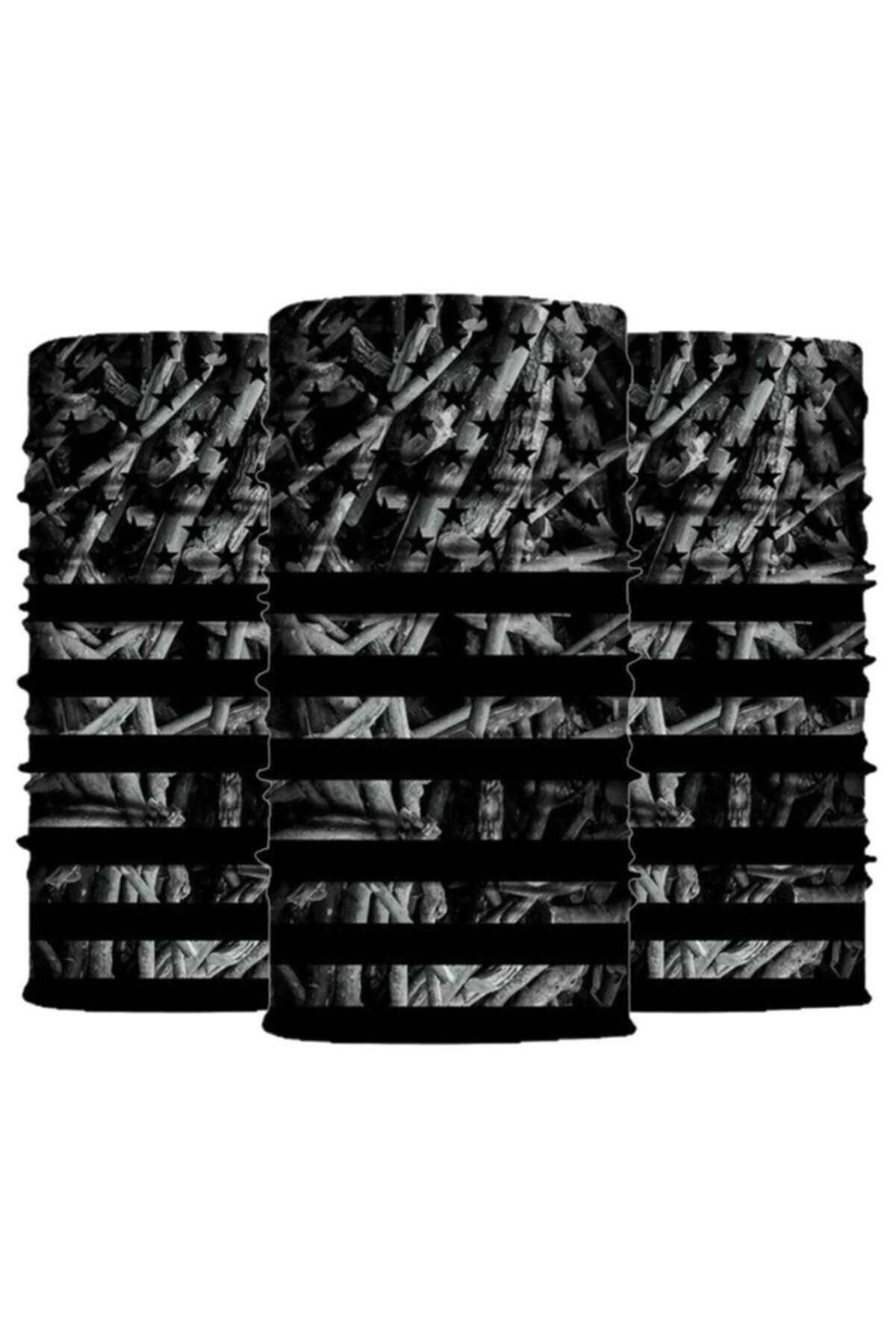 Knmaster Black Star Buff Bandana Boyunluk Maske Saç Bandı 3'lü Paket