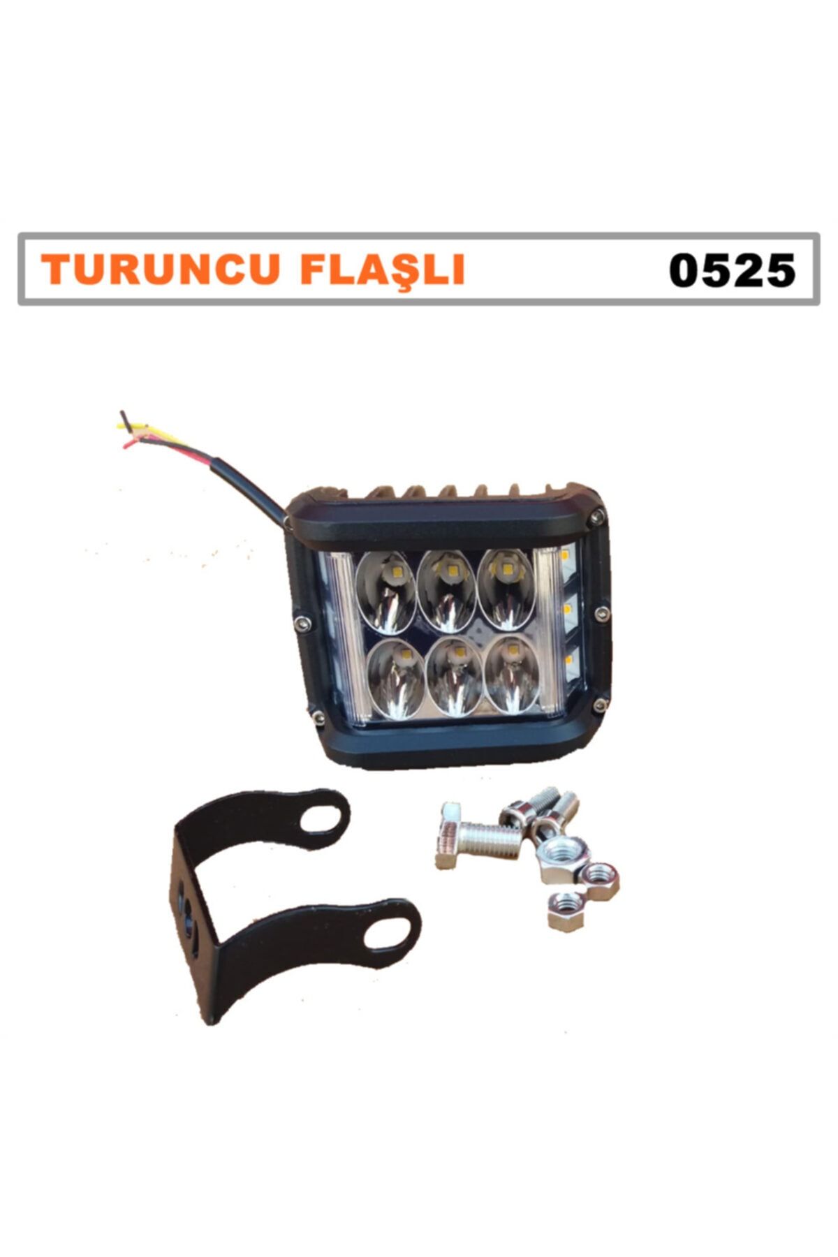 Point Led Bar Off Road Delici 6 Led Beyaz Işık - Turuncu Flaşlı - Siyah Çerçeve 1 Adet - Dönmezotoaksesuar
