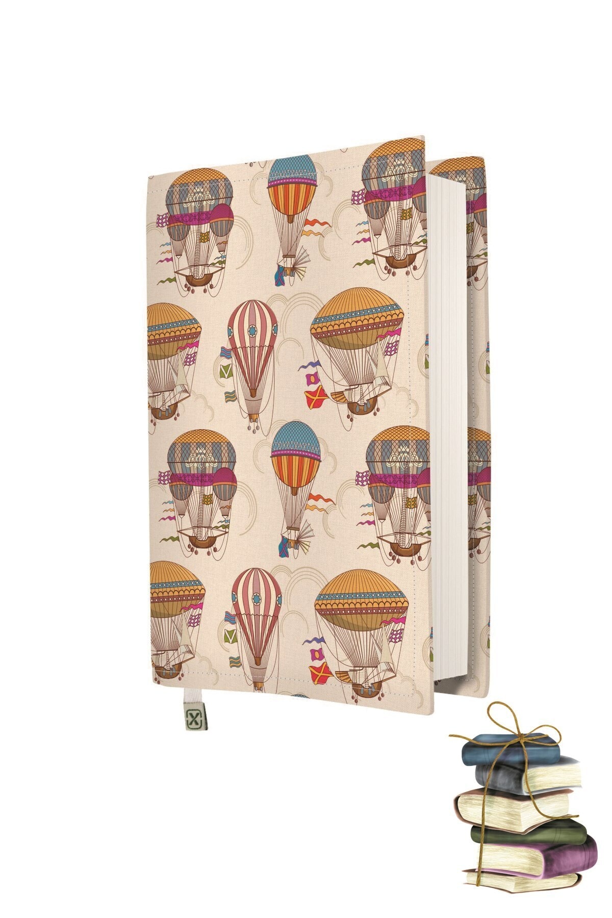 Kapax Balon Desenli Yıkanabilir Kitap Kılıfı M 21×31 Cm Ekru