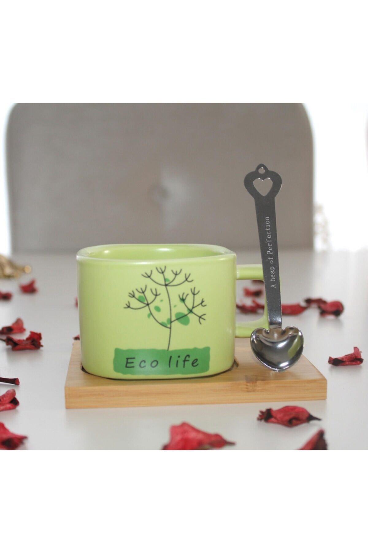 Aden Concept Kahve Fincanı Eco Life Mıknatıs Kaşıklı Kahve Fincanı 200 ml