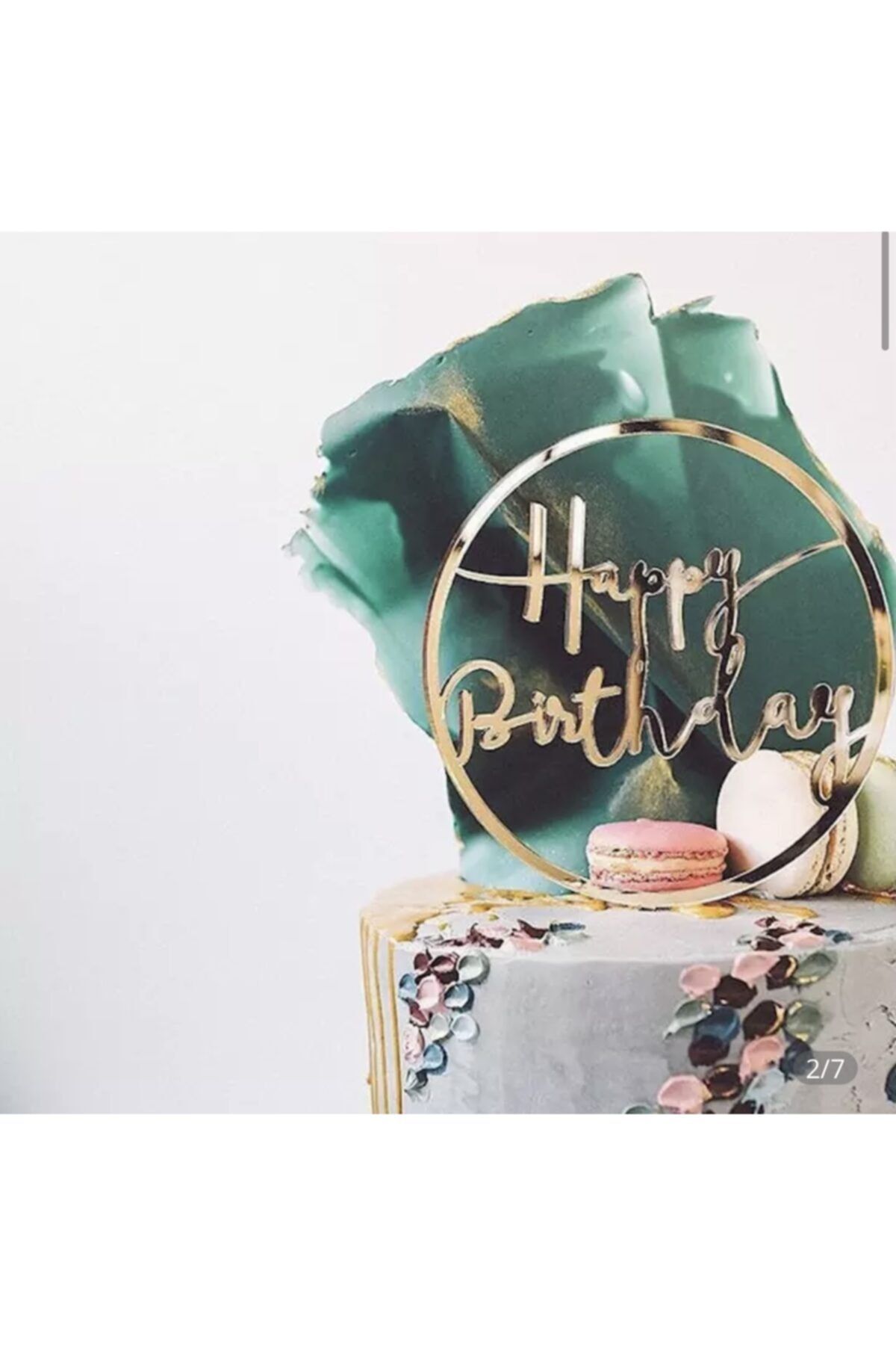 Home&More Gold Happy Birthday Pasta Süsü Pleksi Altın