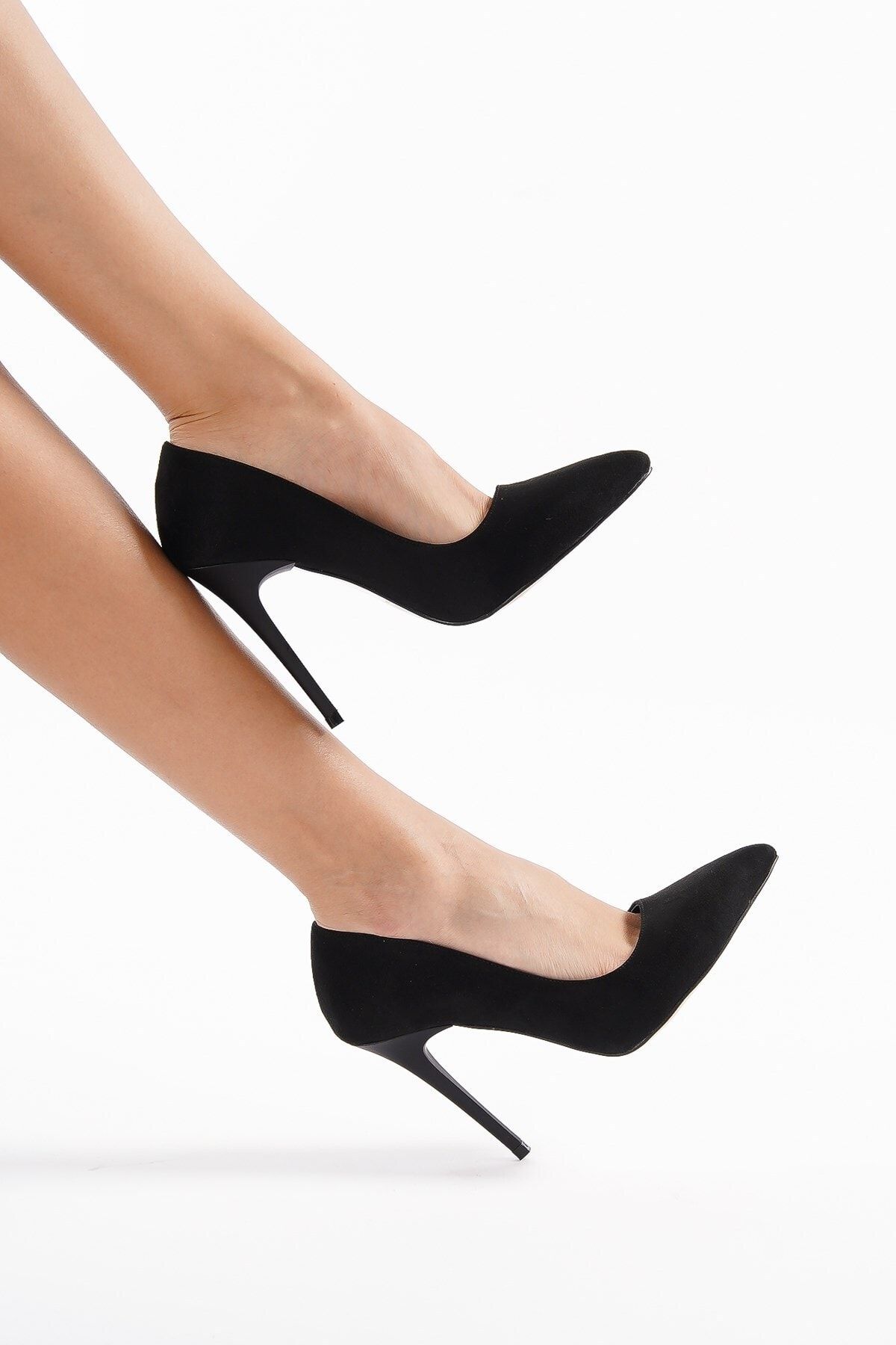 Öncerler Ayakkabı Siyah Süet Uzun Topuklu Stiletto