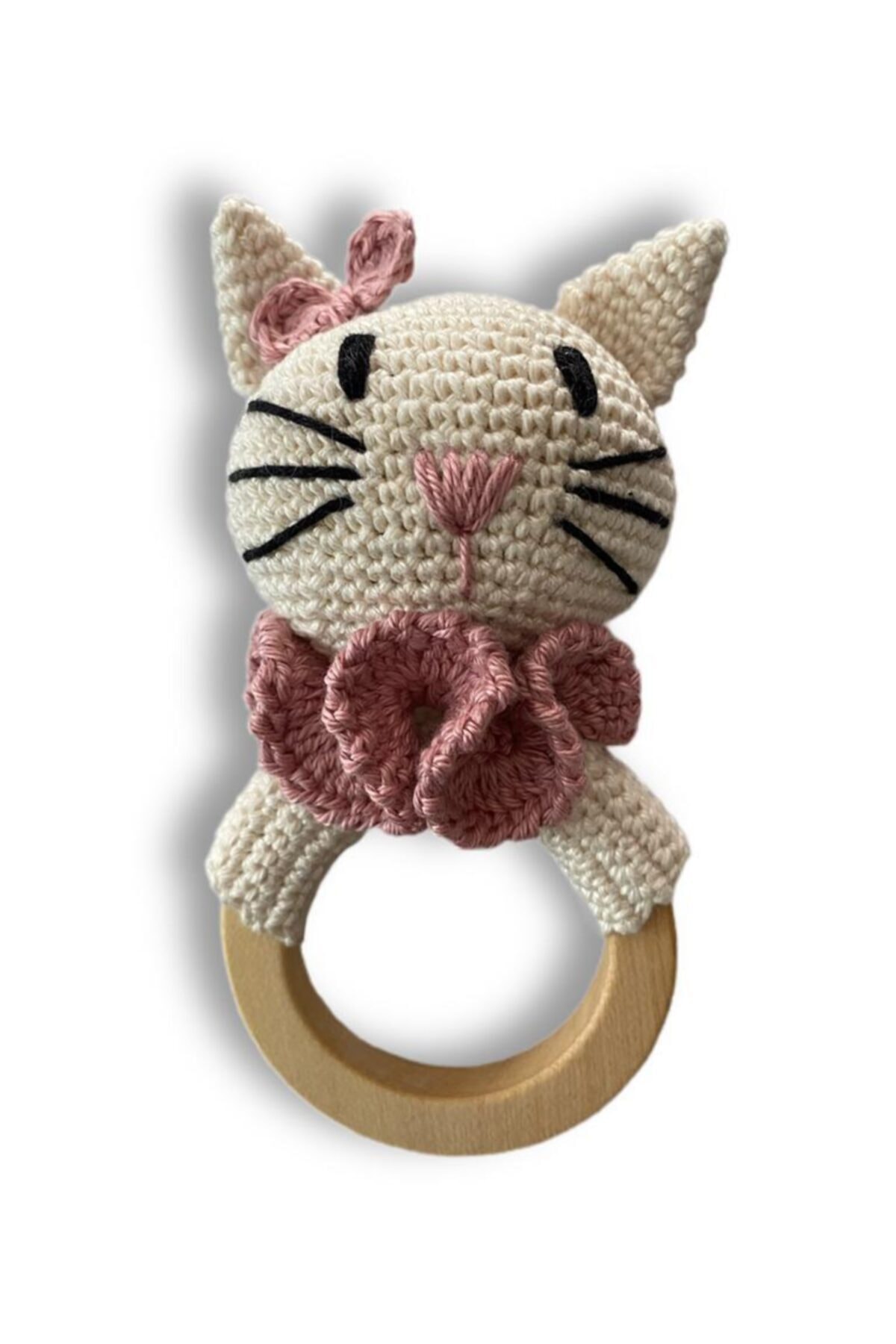 İlmek Bebek Amigurumi El Örgüsü Çıngırak Kedi Pembiş
