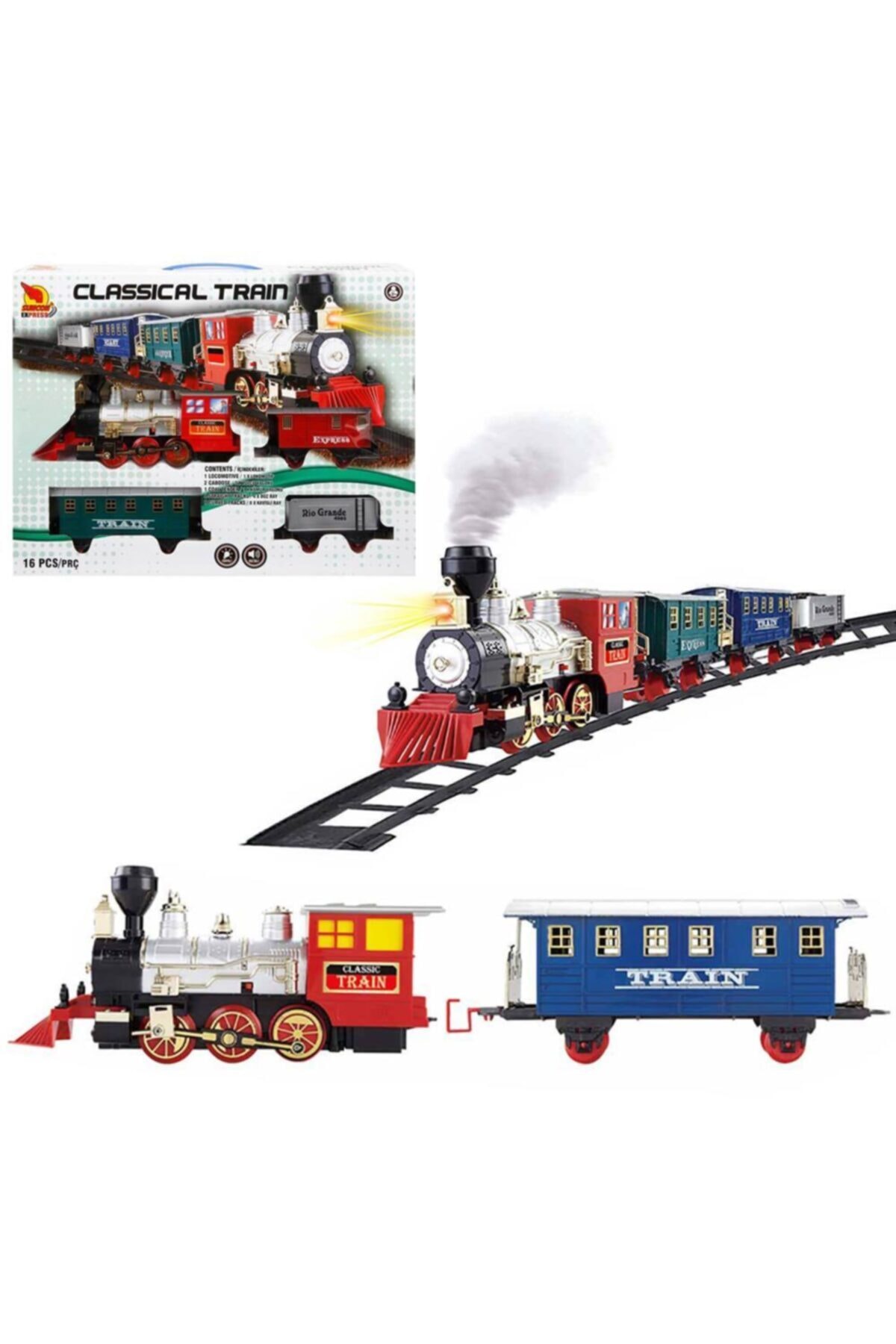 sunman toys Sunman 16 Parça Sesli Ve Işıklı Oyuncak Klasik Tren Seti
