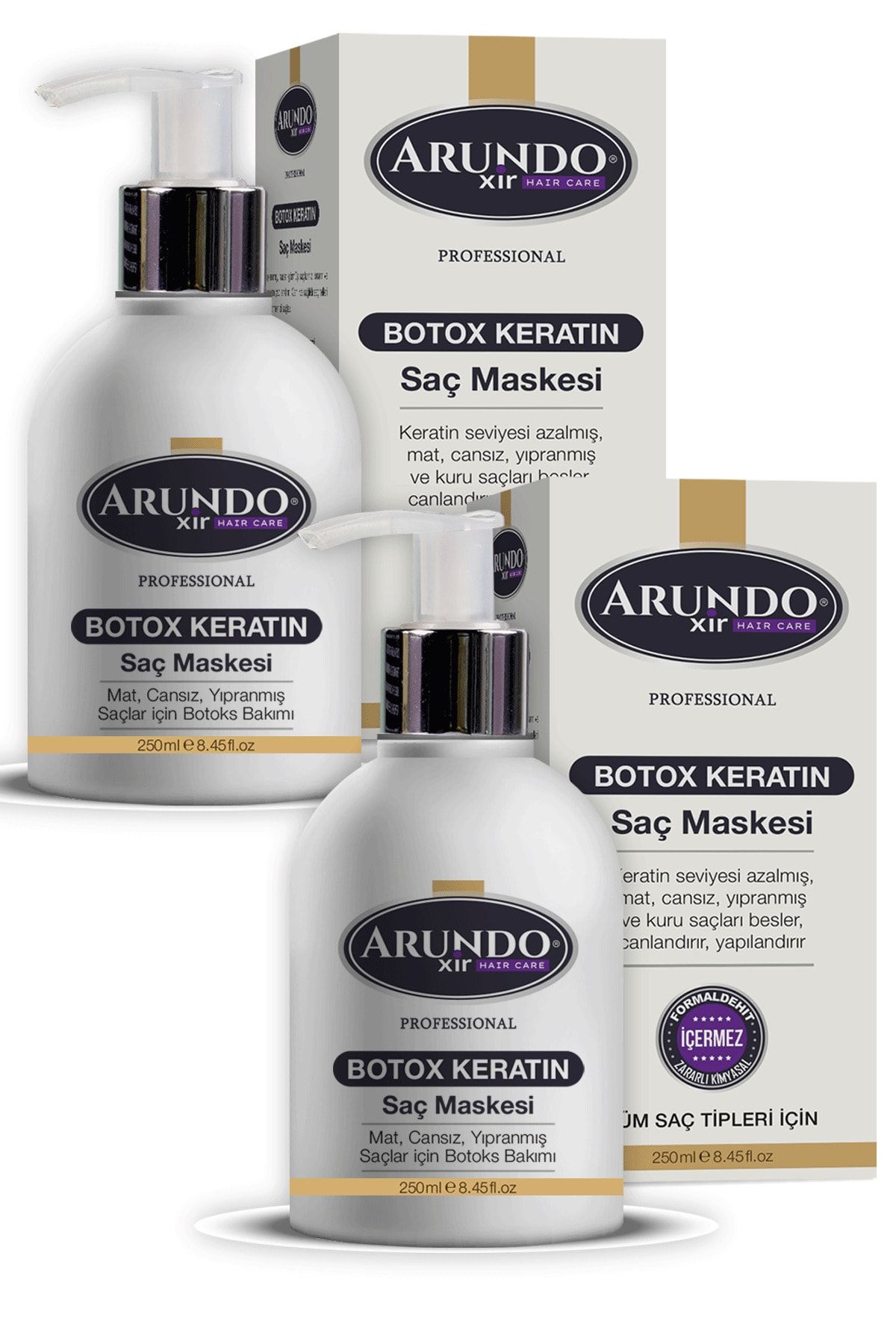 ARUNDO XİR Professional X 2 Adet Keratin Onarıcı,saç Botoksu / Hair Botox 250ml
