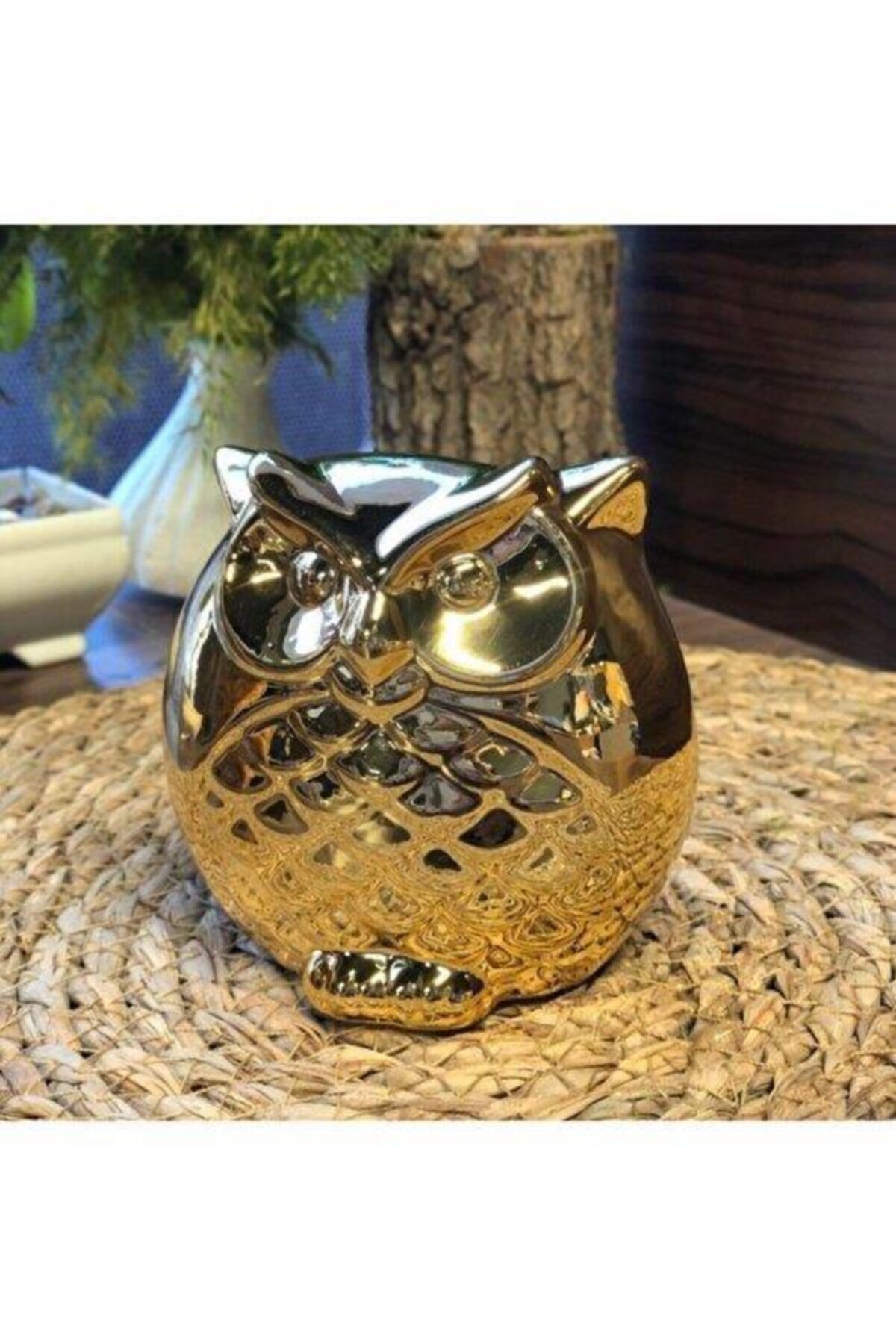 Tabivar Kumbara Baykuş Desenli Dekoratif Gold