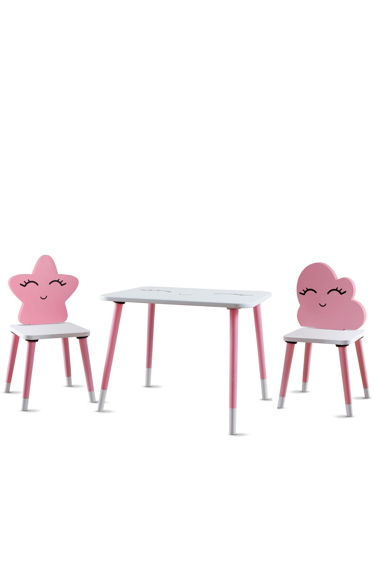 GO BABY Pembe Yıldız & Bulut Masa Ve 2 Sandalye