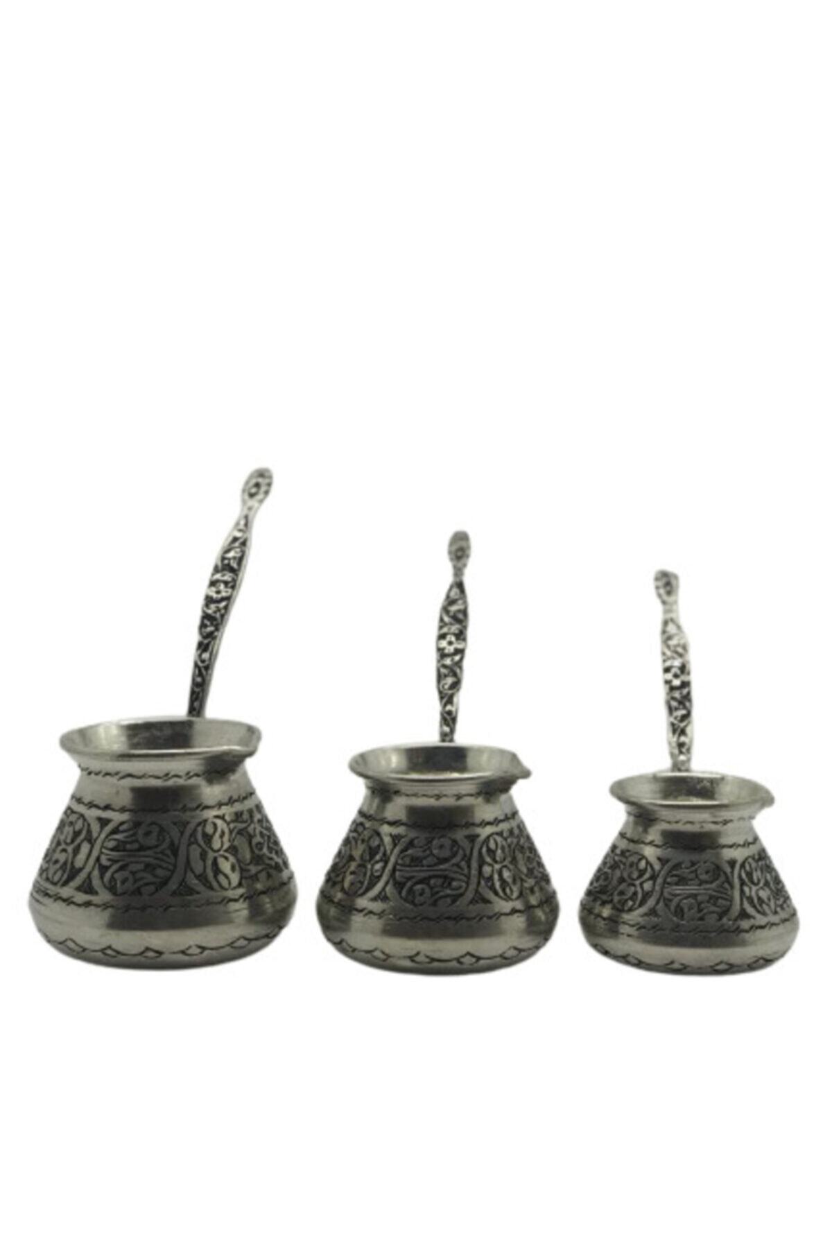 BYBİLAL By Bilal Ağır Işçilikli Üçlü Cezve Seti