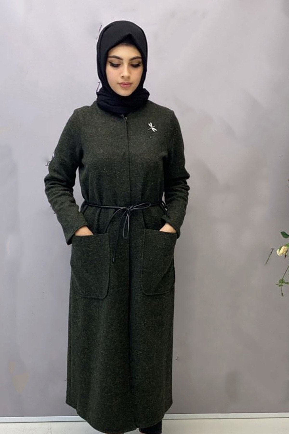 Armine Yeni Sezon Trend Kışlık Örme Hırka  Haki