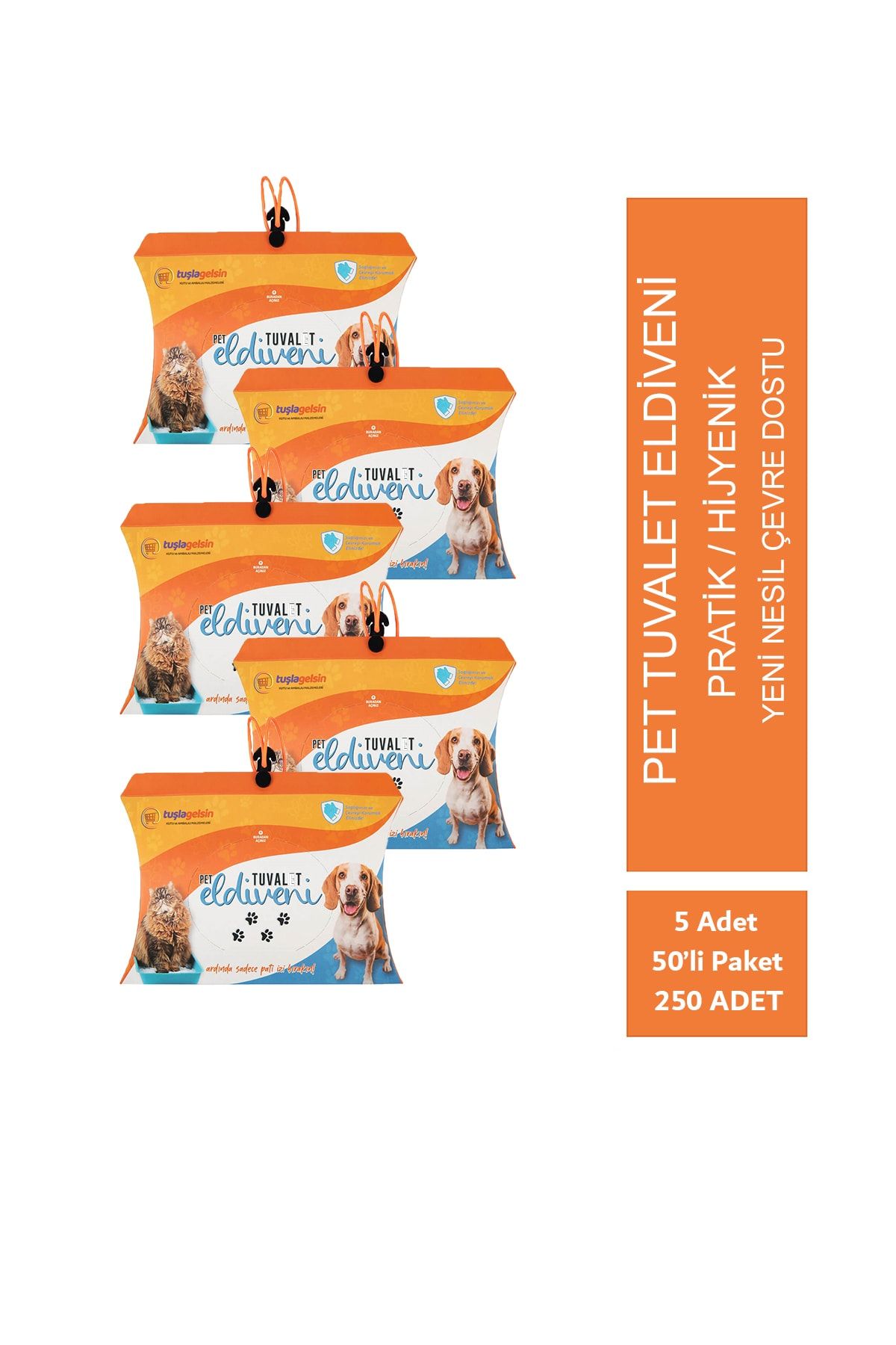 Tuşla Gelsin Kedi Köpek Kaka Poşeti 5x50 (250ad.) Poşet Kedi Köpek Kaka Poşeti Dışkı Torbası