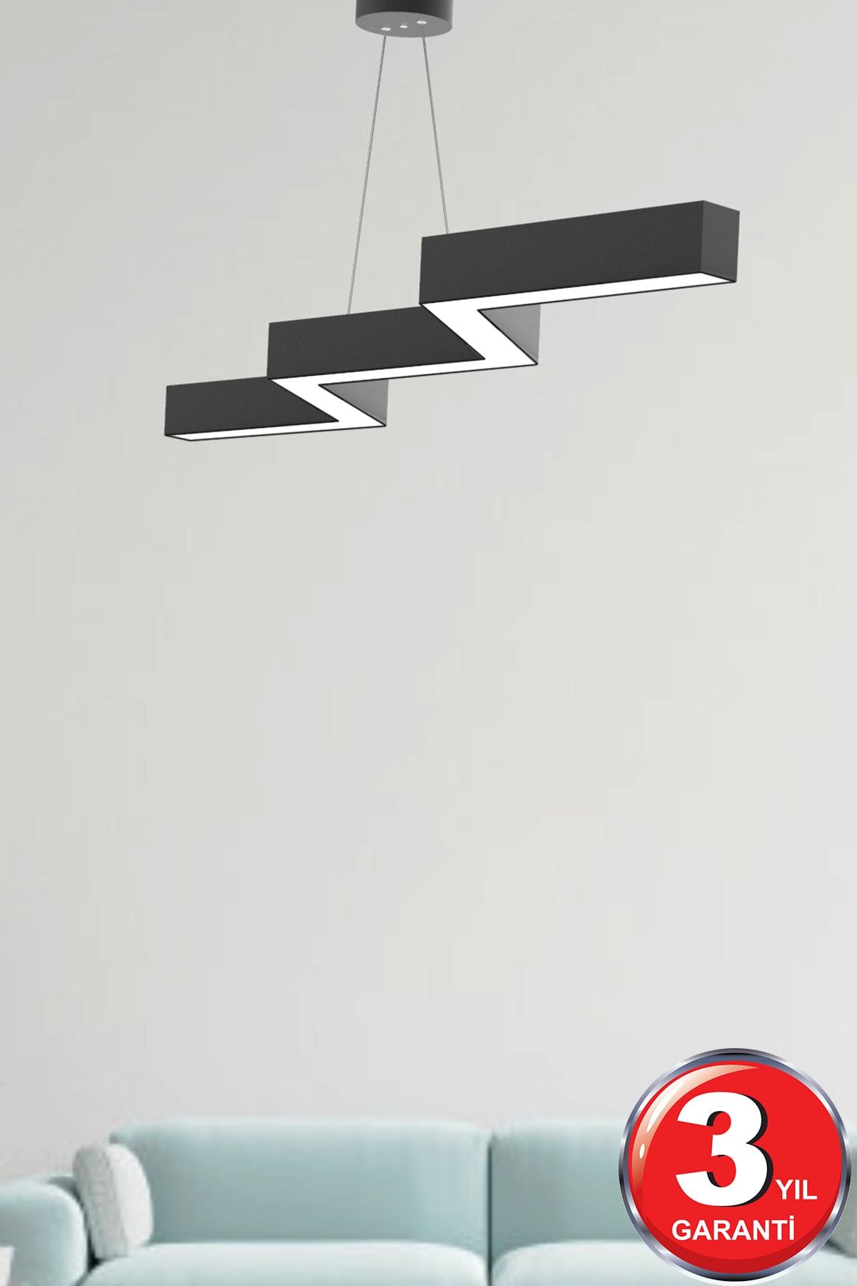 Hegza Lighting Zigzag Siyah Kasa, Beyaz Işık Ledli Modern Led Avize