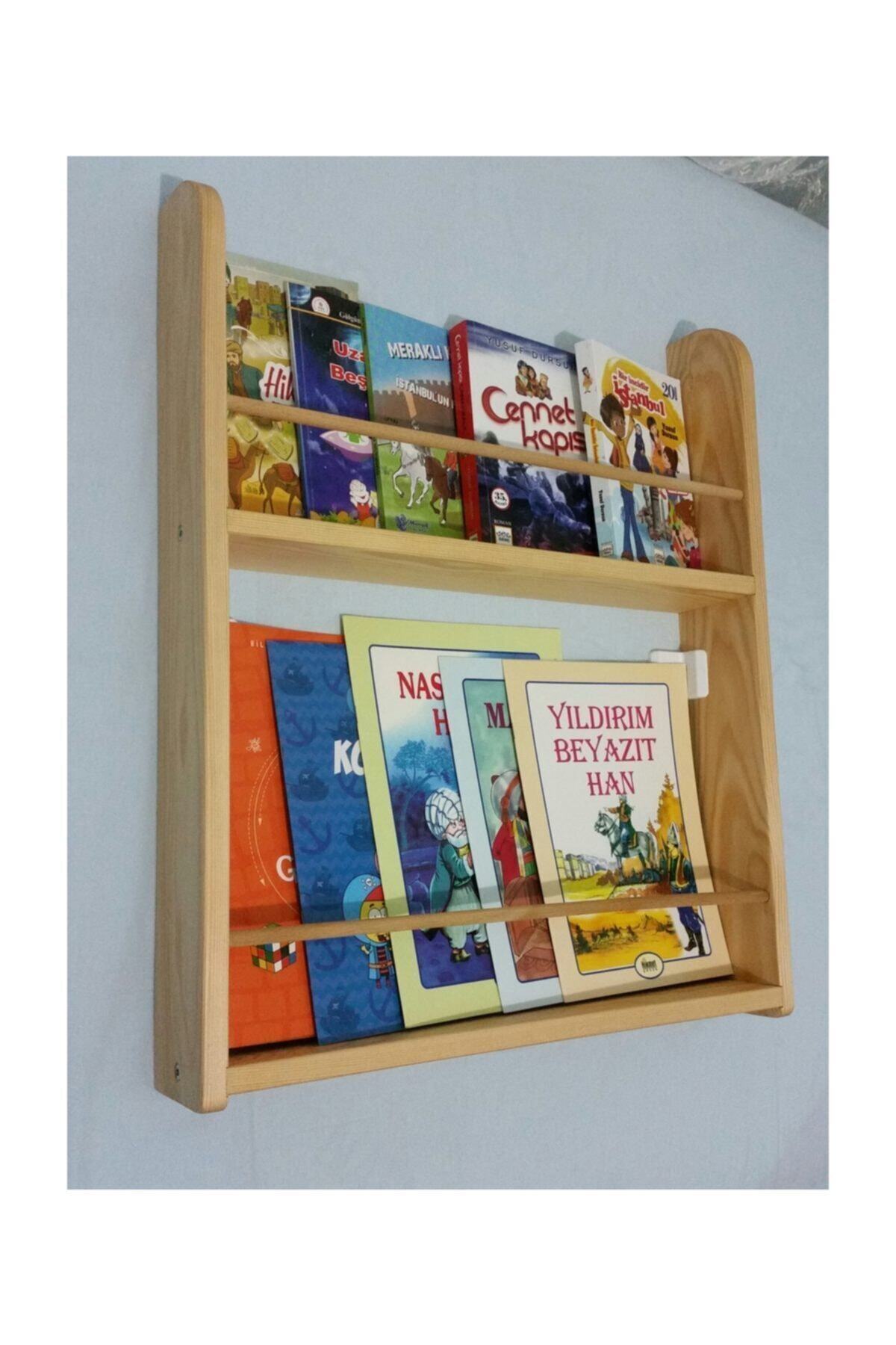 Ahşap Montessori Kitaplık 2 Katlı Naturel 60x50 cm