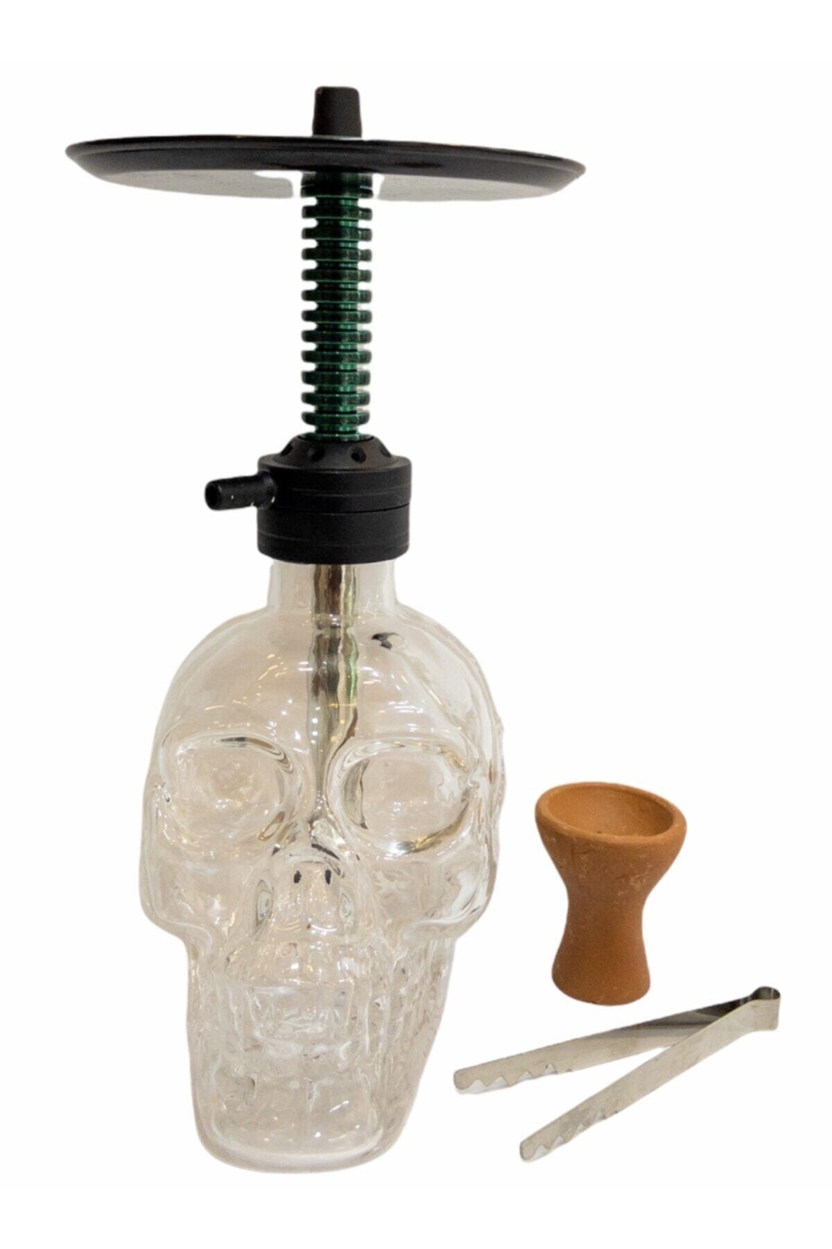 NARGİLEM Kuru Kafa Orta Boy Yaylı Nargile Takımı-50 Cm-yeşil