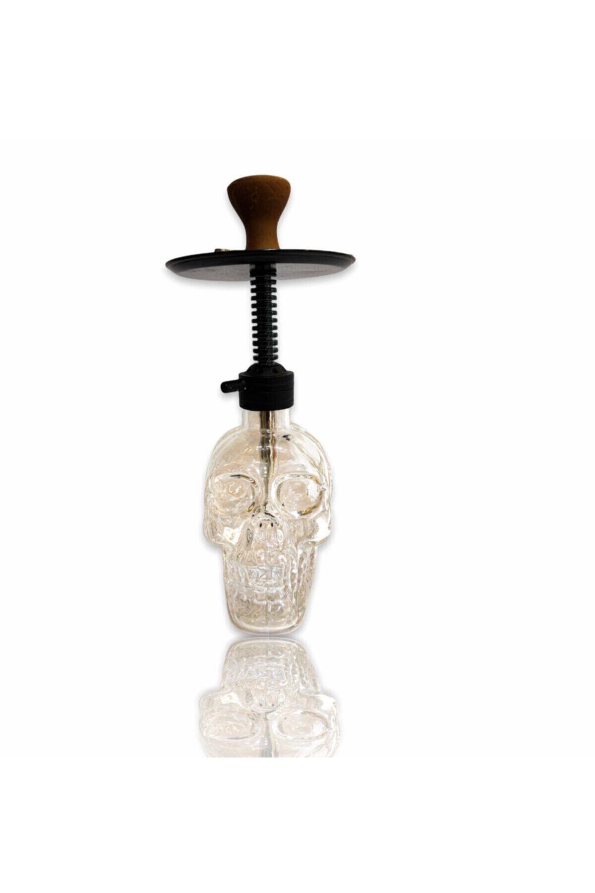 NARGİLEM Kuru Kafa Ortaboy Yaylı Nargile Takımı-50 Cm-siyah
