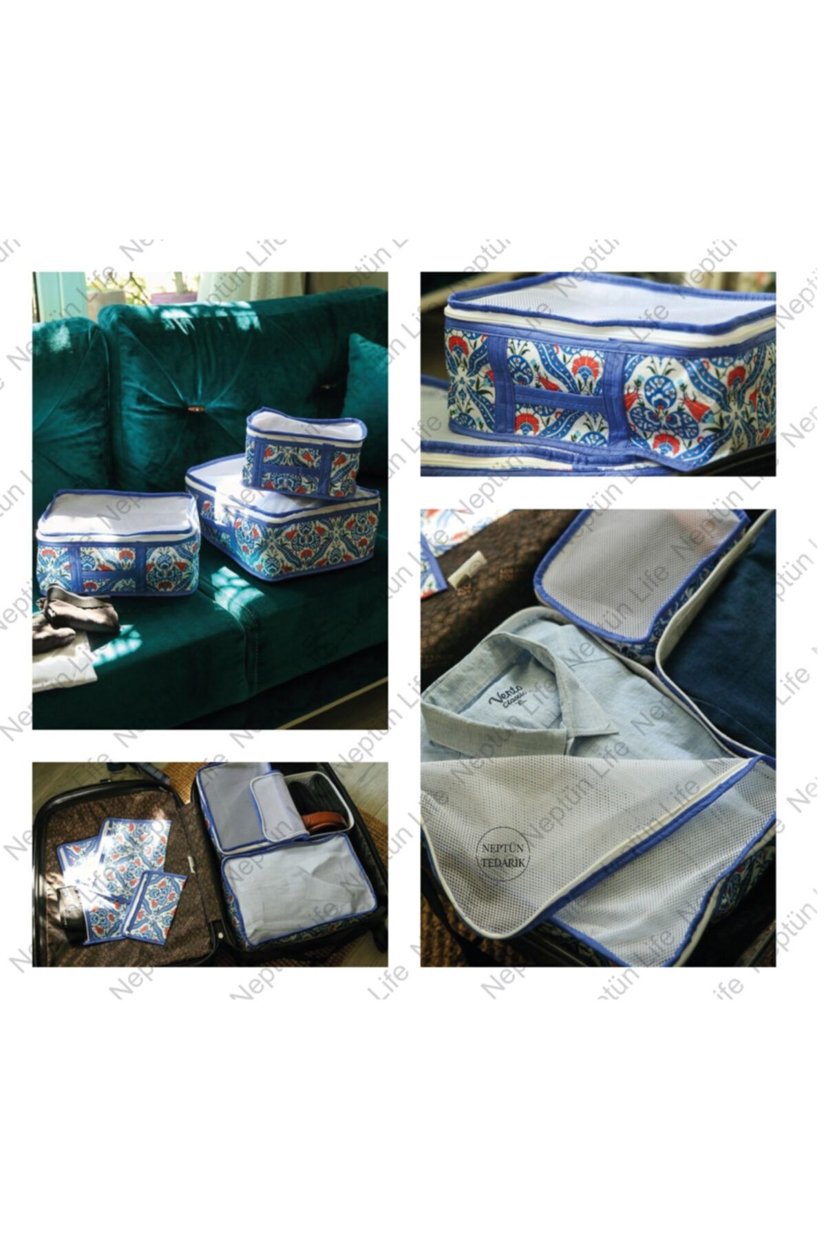 Neptün Life Bavul Düzenleyici Organizer 6 Lı Set Çini Desen