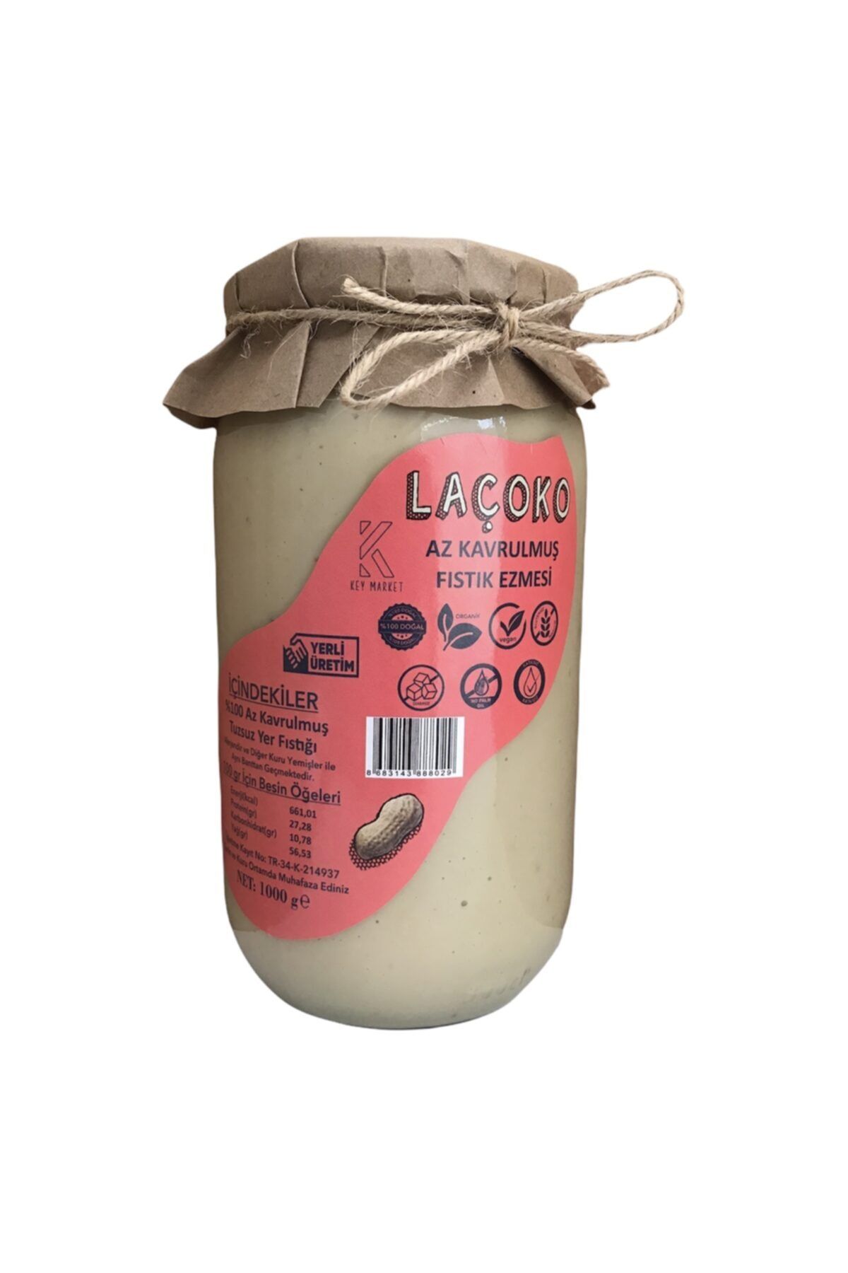 KEY Market Az Kavrulmuş Fıstık Ezmesi 1 Kg Ve Fındık Ezmesi 1 Kg