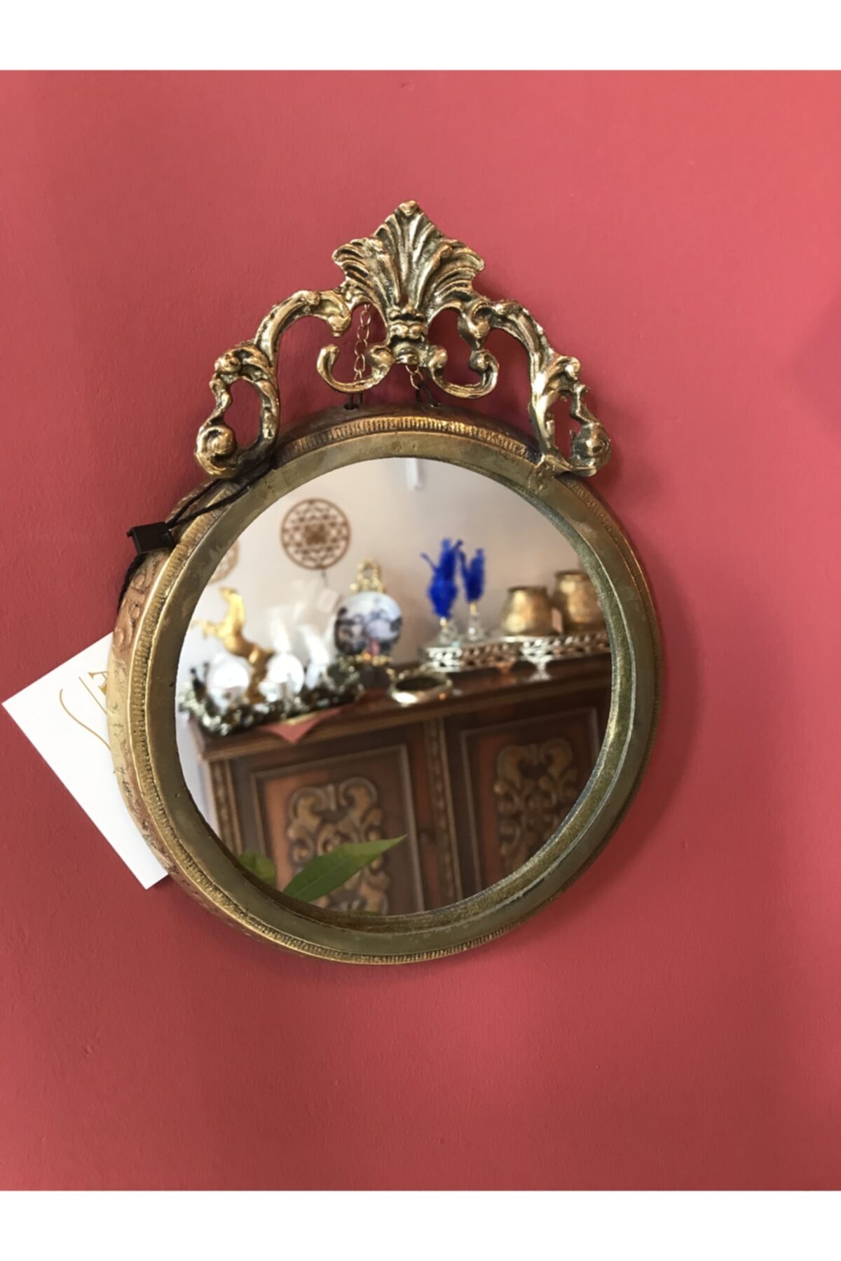 AduHome Pirinç Döküm Taçlı Aynalı Çerçeve, Ayna, Çerçeve, Pirinç