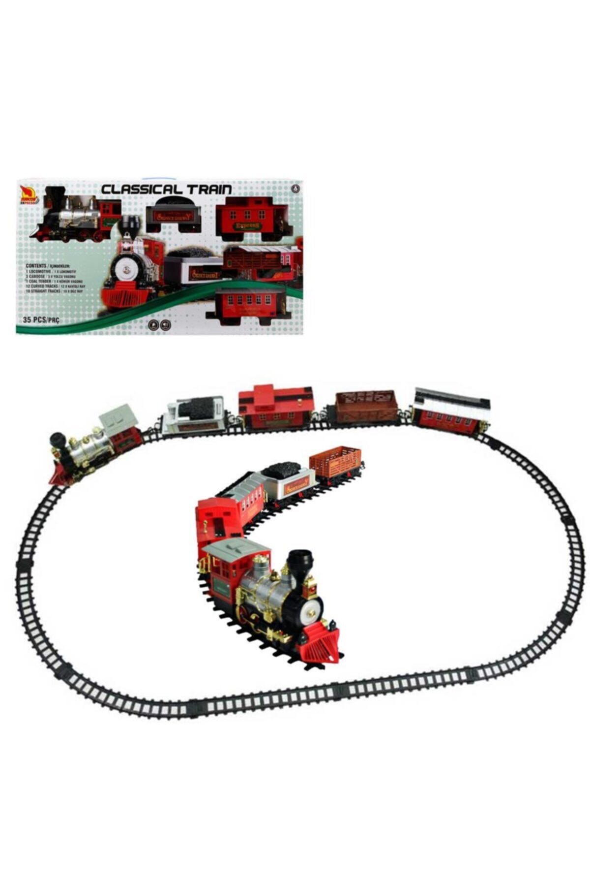 sunman toys Sunman Klasik Tren Seti Sesli Ve Işıklı 35 Parça