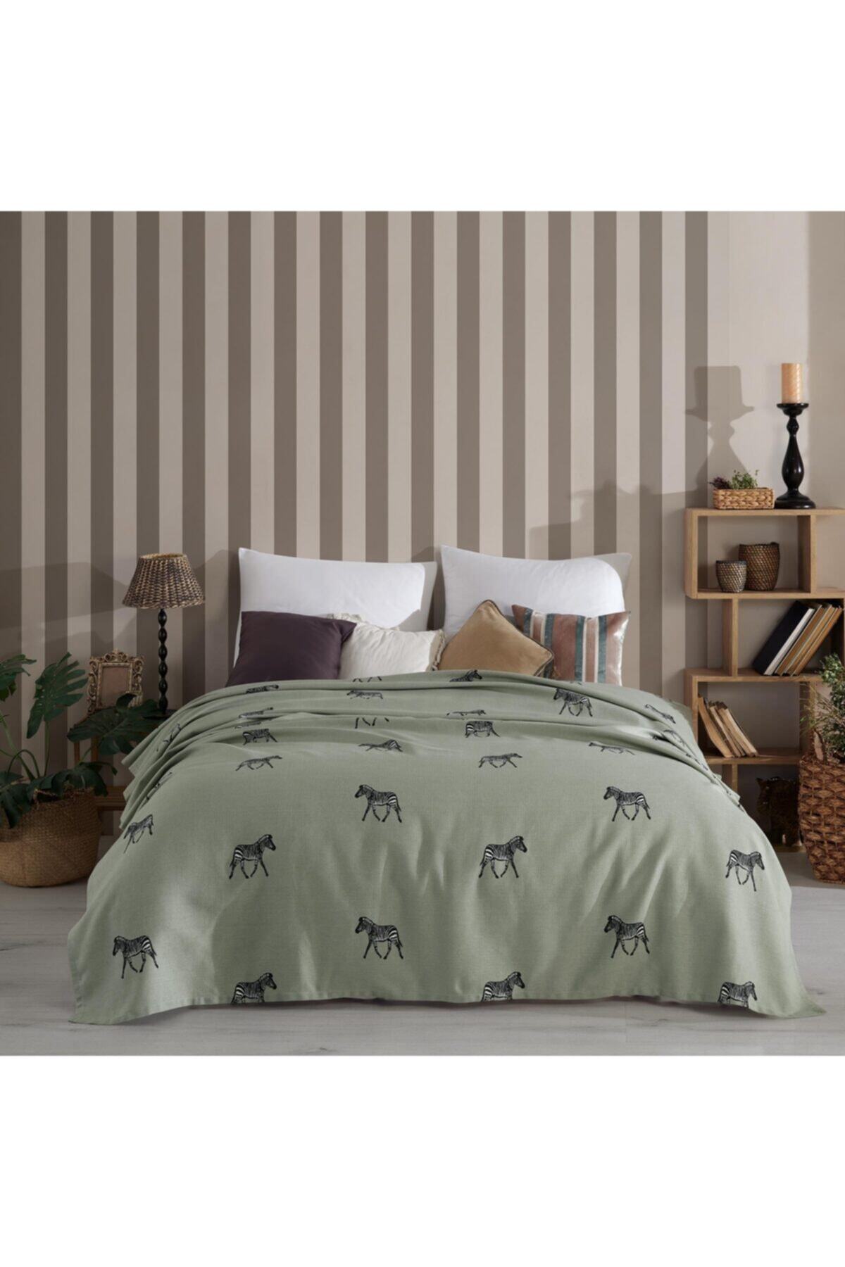 Nuvomon Zebra Tek Kişilik Pike - Yeşil - 160x220 Cm