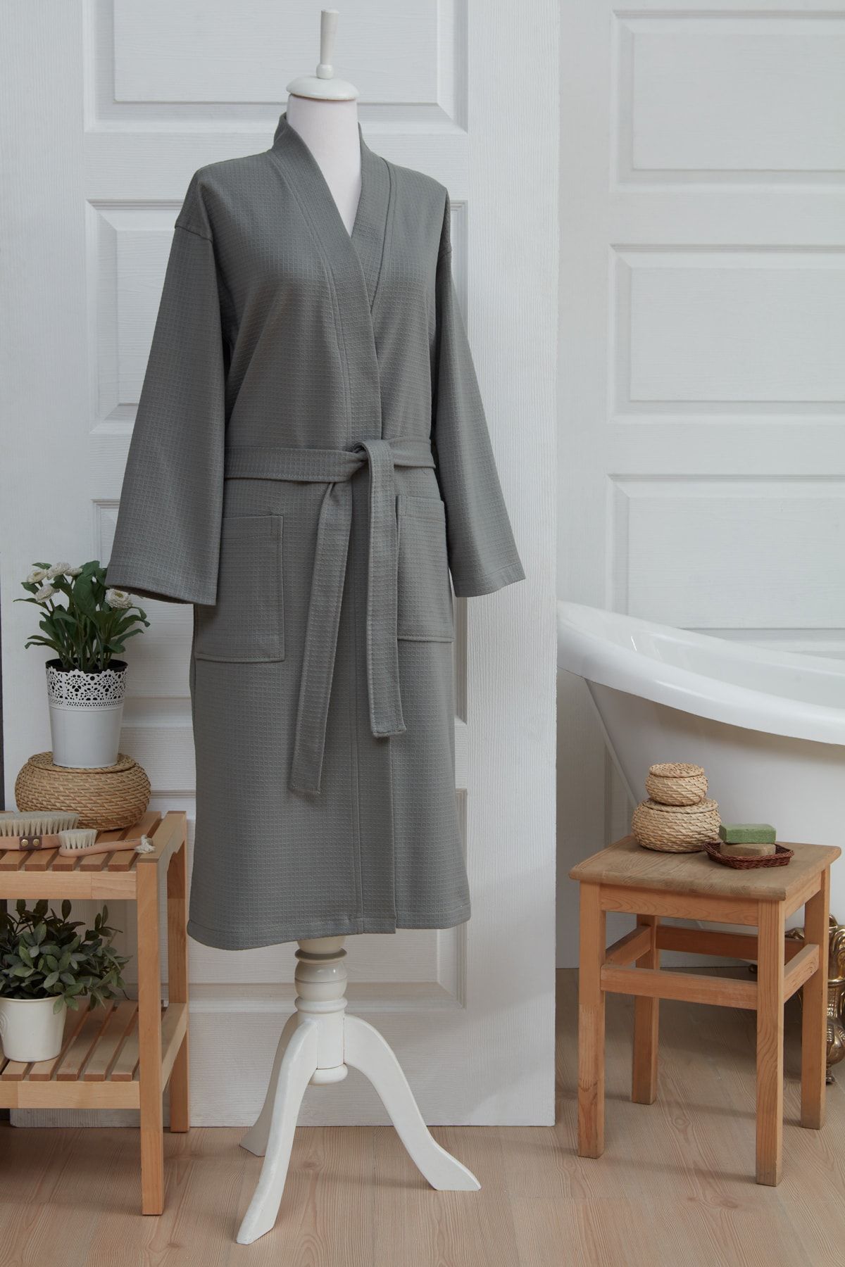 LaMir Home Tricot %100 Pamuk Örme Pike Bornoz-yaprak Yeşili
