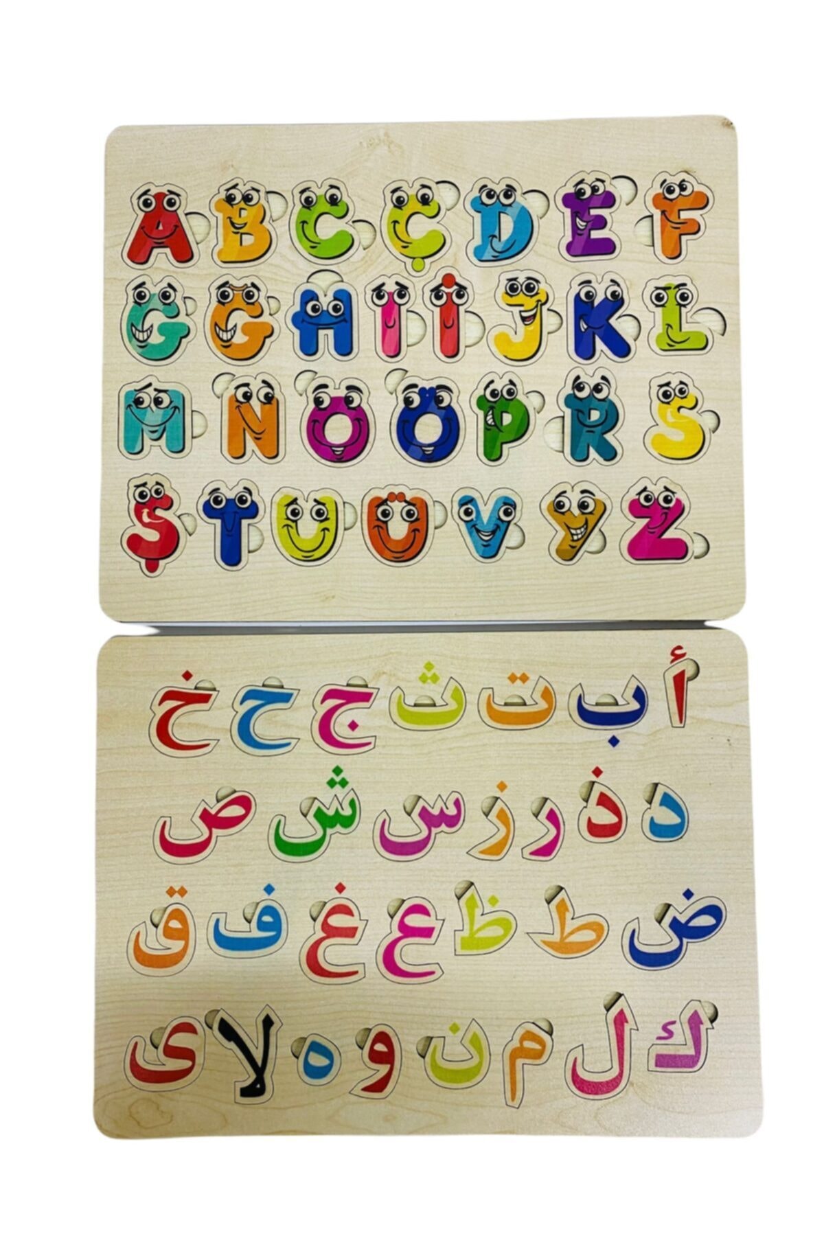Winnie Baby Eğitici Öğretici Renkli Ahşap Bul Tak 2li Set Türkçe Ve Arapça Alfabe Harfler Eşleştirme Oyunu