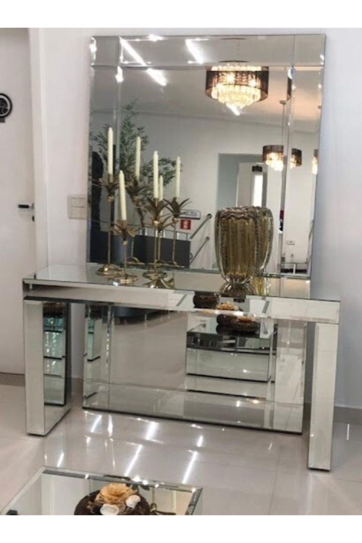 Gençtürk Luxury Beyaz Aynalı 2 Li Set Dresuar 35x128 Yük 72cm Boy Aynası 100x190 Cm