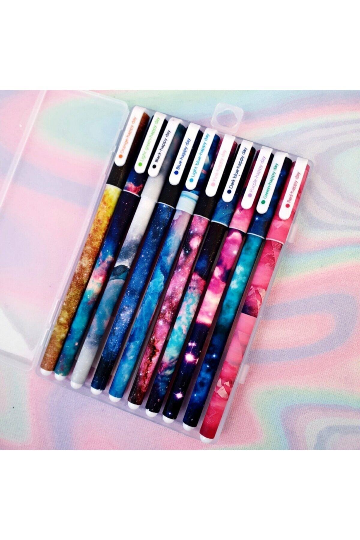 ÇETİN ACCESSORİES 10 Lu Gökkuşağı Galaxy Renkli Jel Kalem Seti