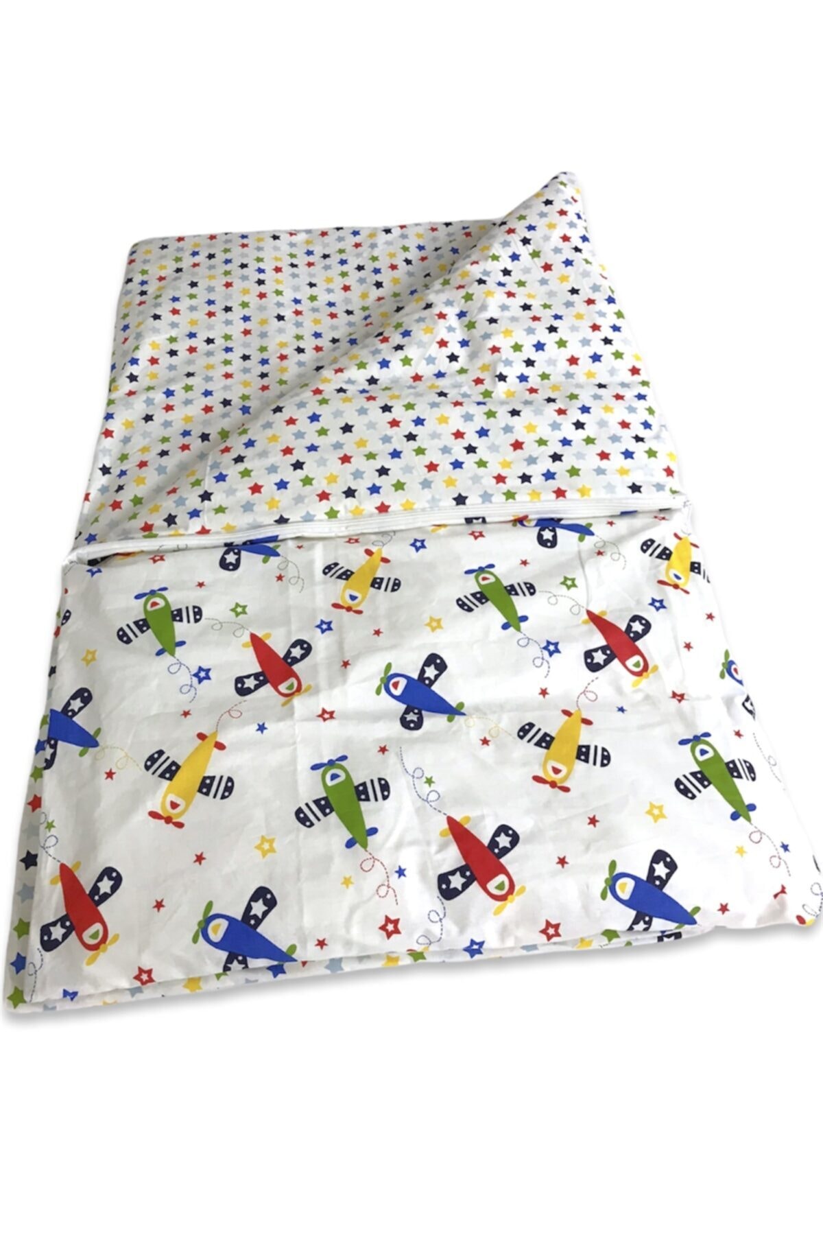 Bebek Özel Bebek Çocuk Yorganı Standart 100x150 Cm Uçaklı Küçük Yıldızlı