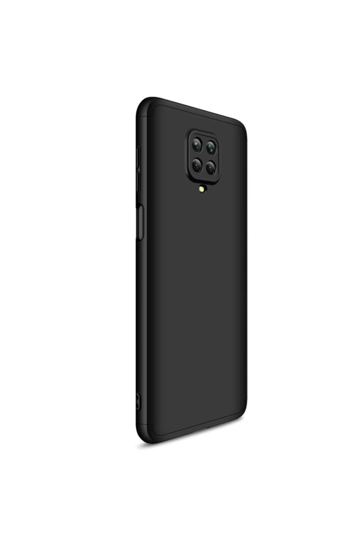 Xiaomi Redmi Note 9 Pro Kılıf 360 Derece Ön Arka Sert Kapak - Siyah + Temperli Cam