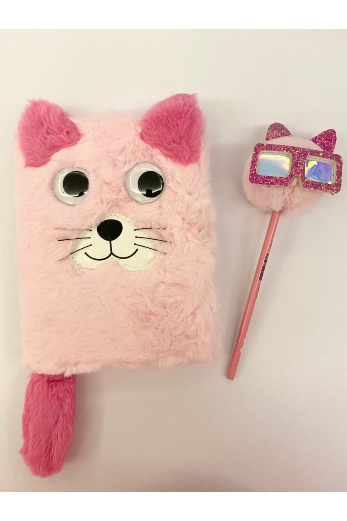 Cem Peluş Kedi Defter ve  Kalem Seti