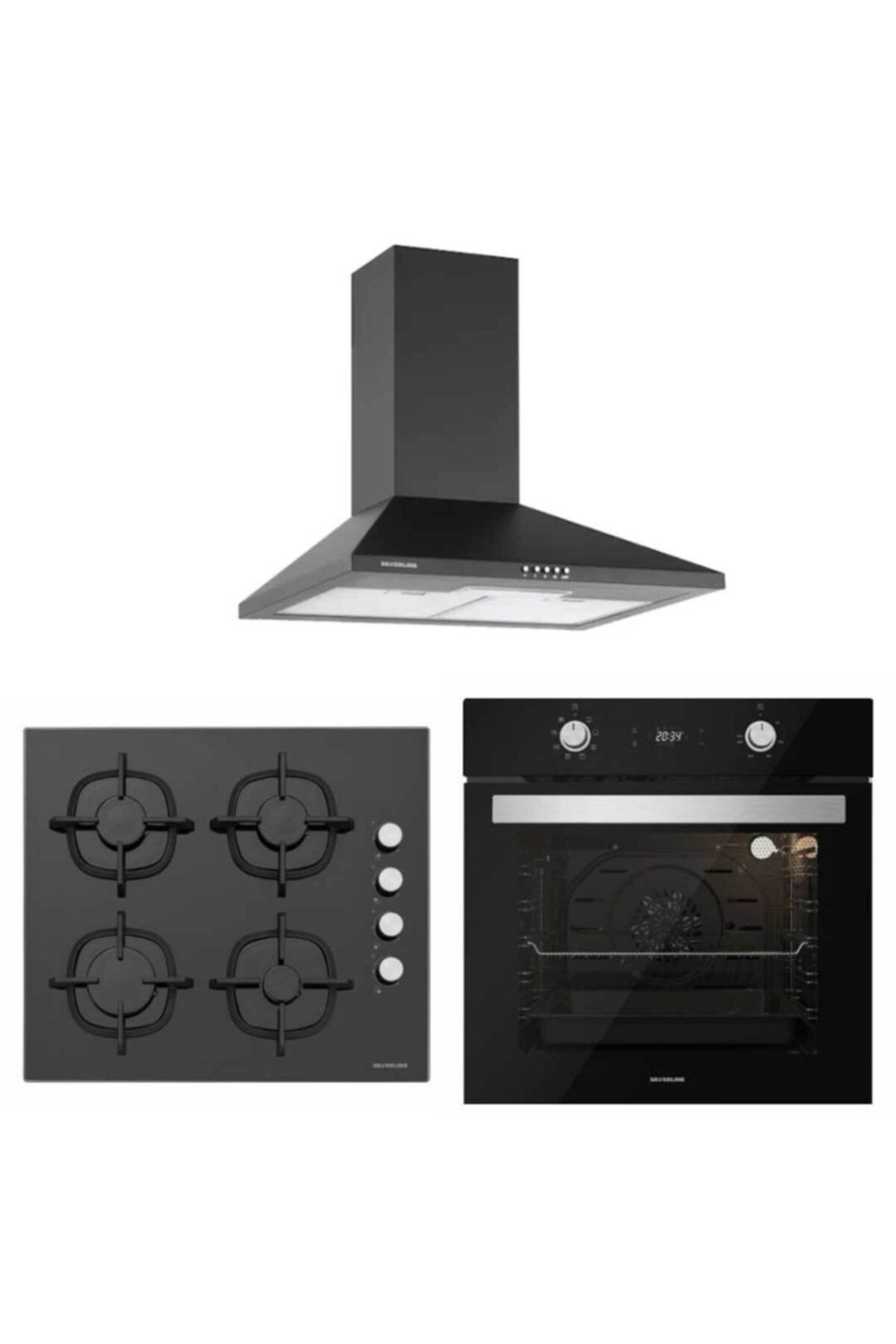 Silverline Siyah Cam Ankastre Set 2240 - Cs5343b01- Bo6502b02