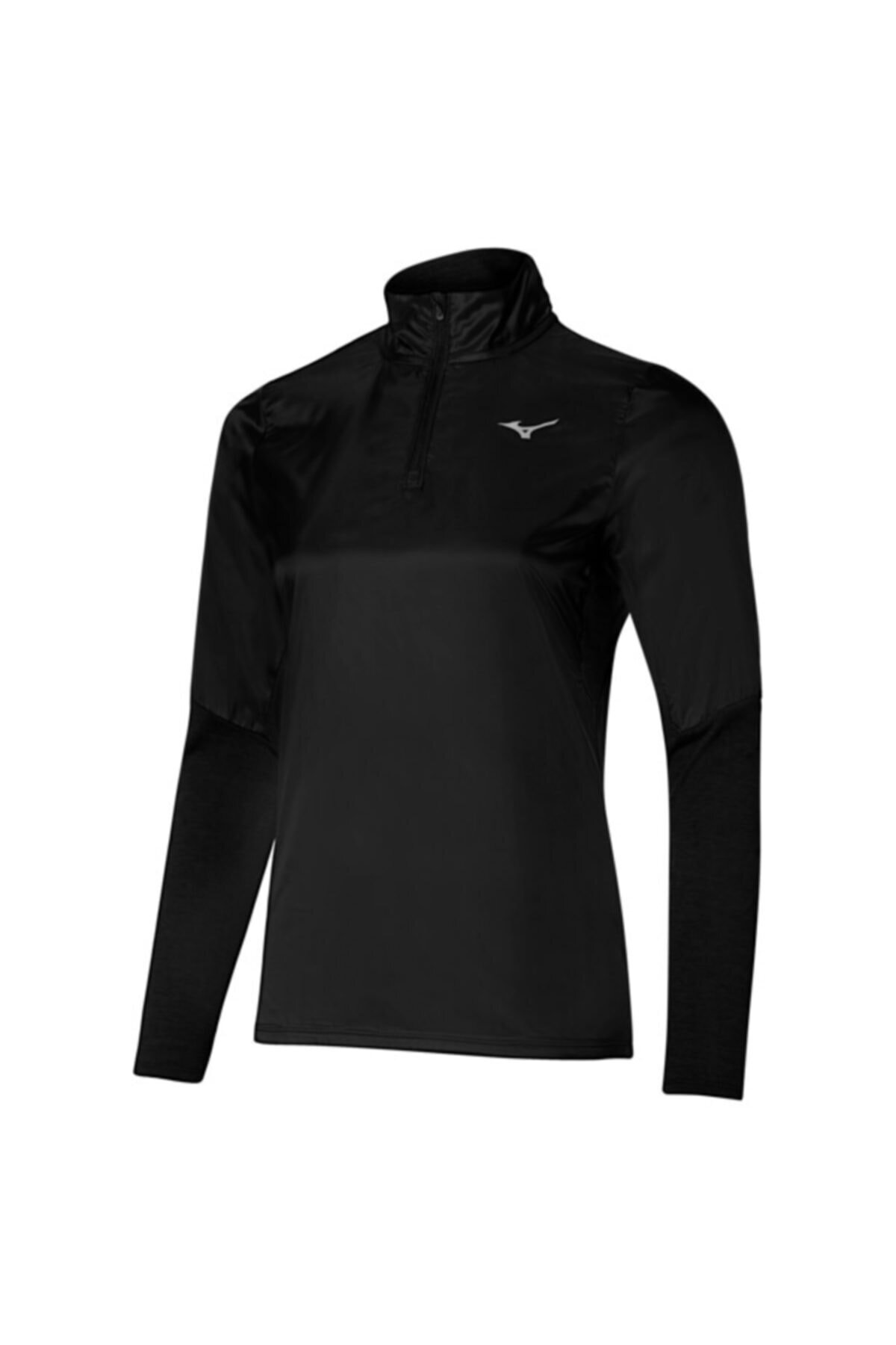 MIZUNO Hybrid Kadın Uzun Kollu Yarım Fermuarlı Sweatshirt Siyah
