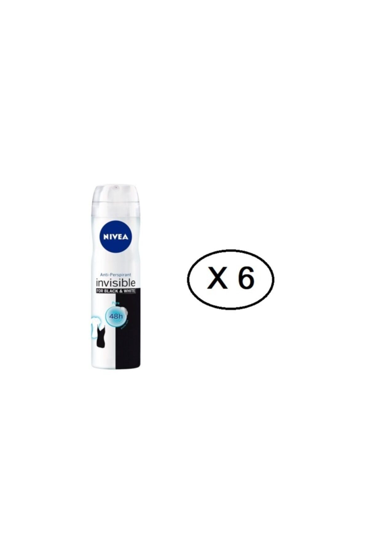 Nivea Invisible Pure Black & White Deo 150ml X 6 Adet