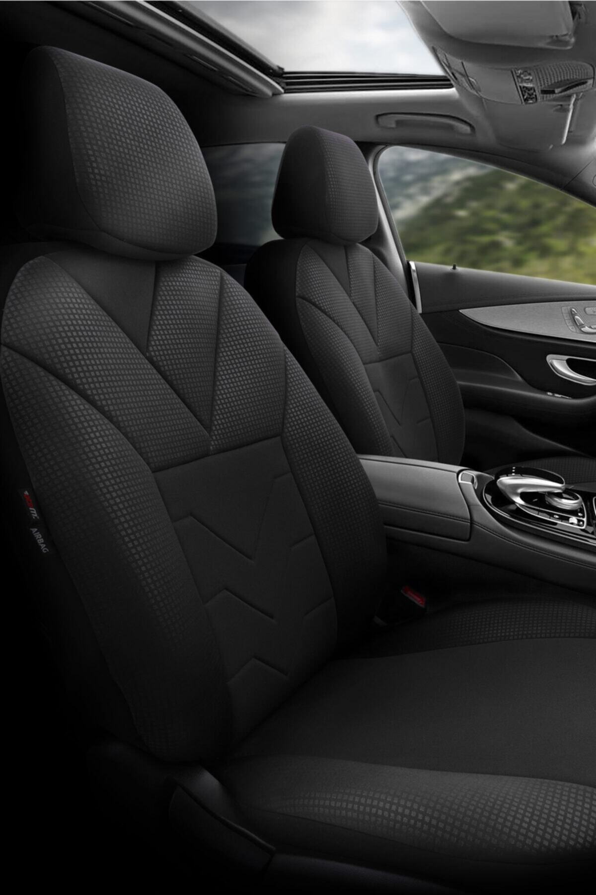 Otom Airbag Dikişli Özel Tasarım Micro Qube Oto Koltuk Kılıfı - Yeni Tempo Design Siyah