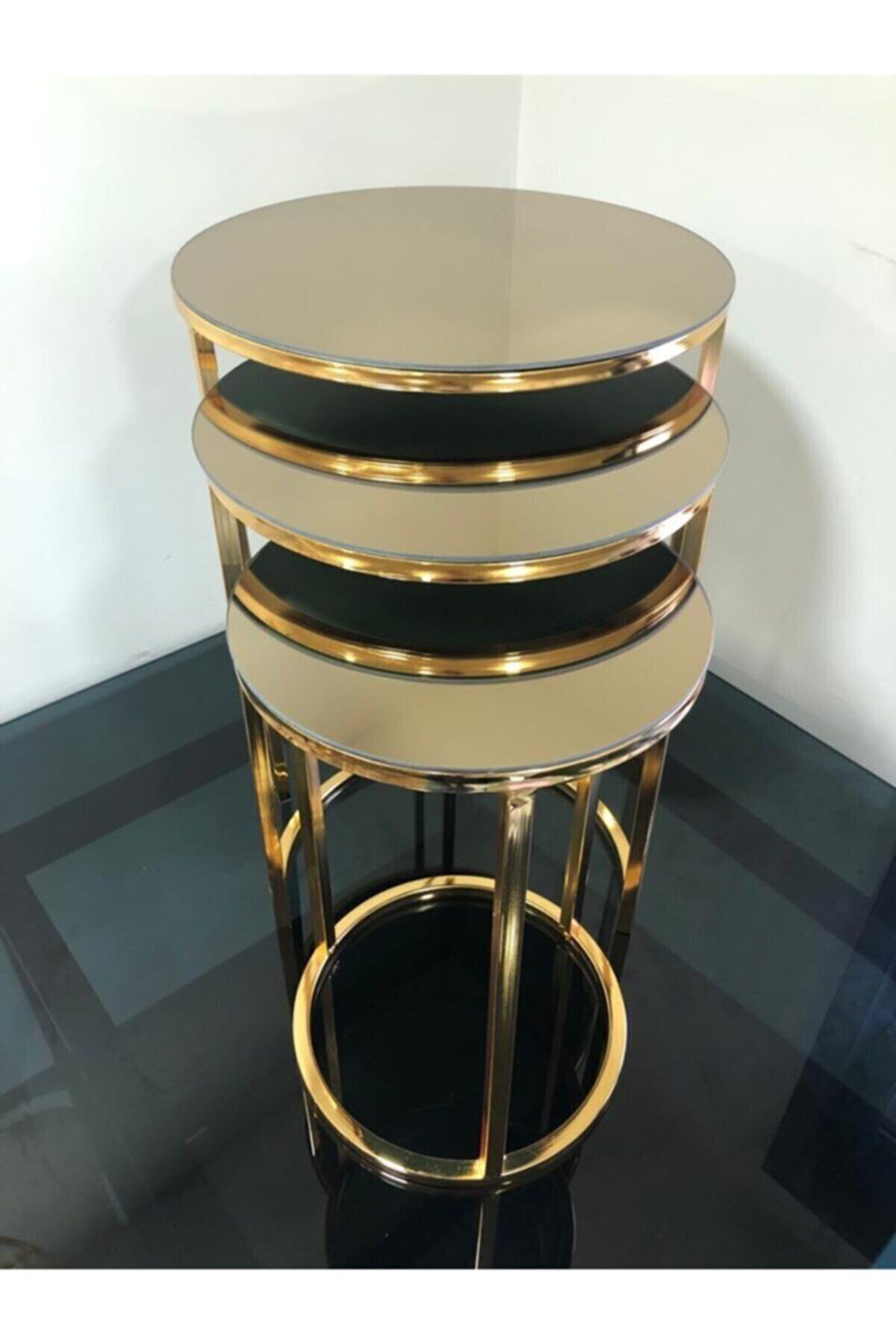 BMS 37 Zigon Sehpa Gold Bronz Ayna