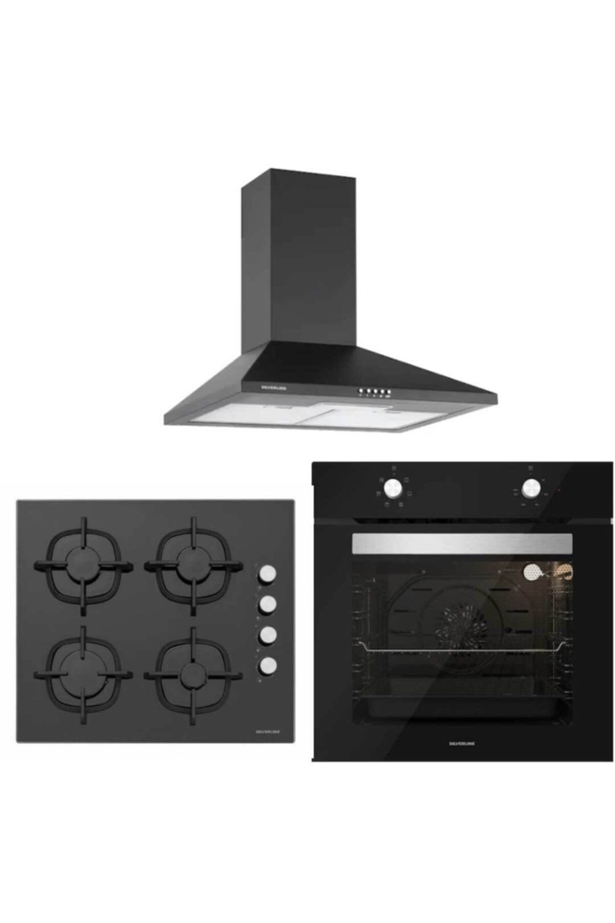 Silverline Siyah Cam Ankastre Set 2240 - Cs5343b01- Bo6501b01