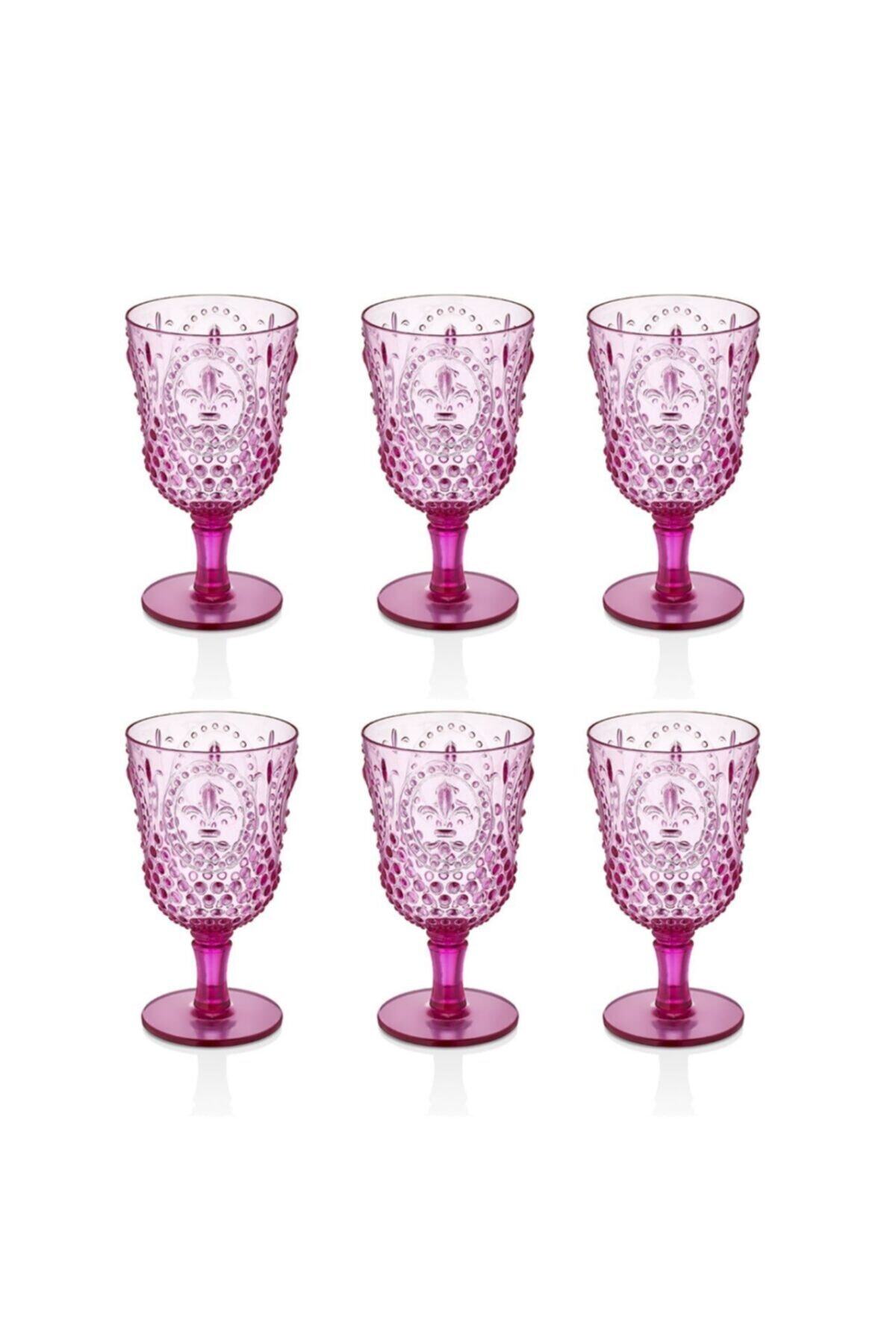 EW's Kitchenware Akrilik Pembe 6 Lı Ayaklı Bardak