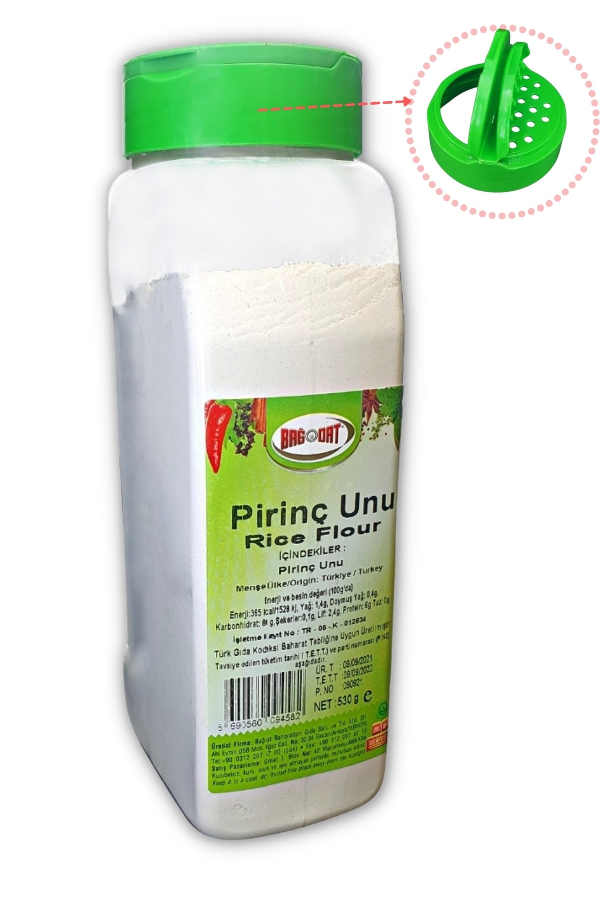 Bağdat Pirinç Unu 530 Gr Tuzluk Kapak Pet Kavanoz Özel Seri