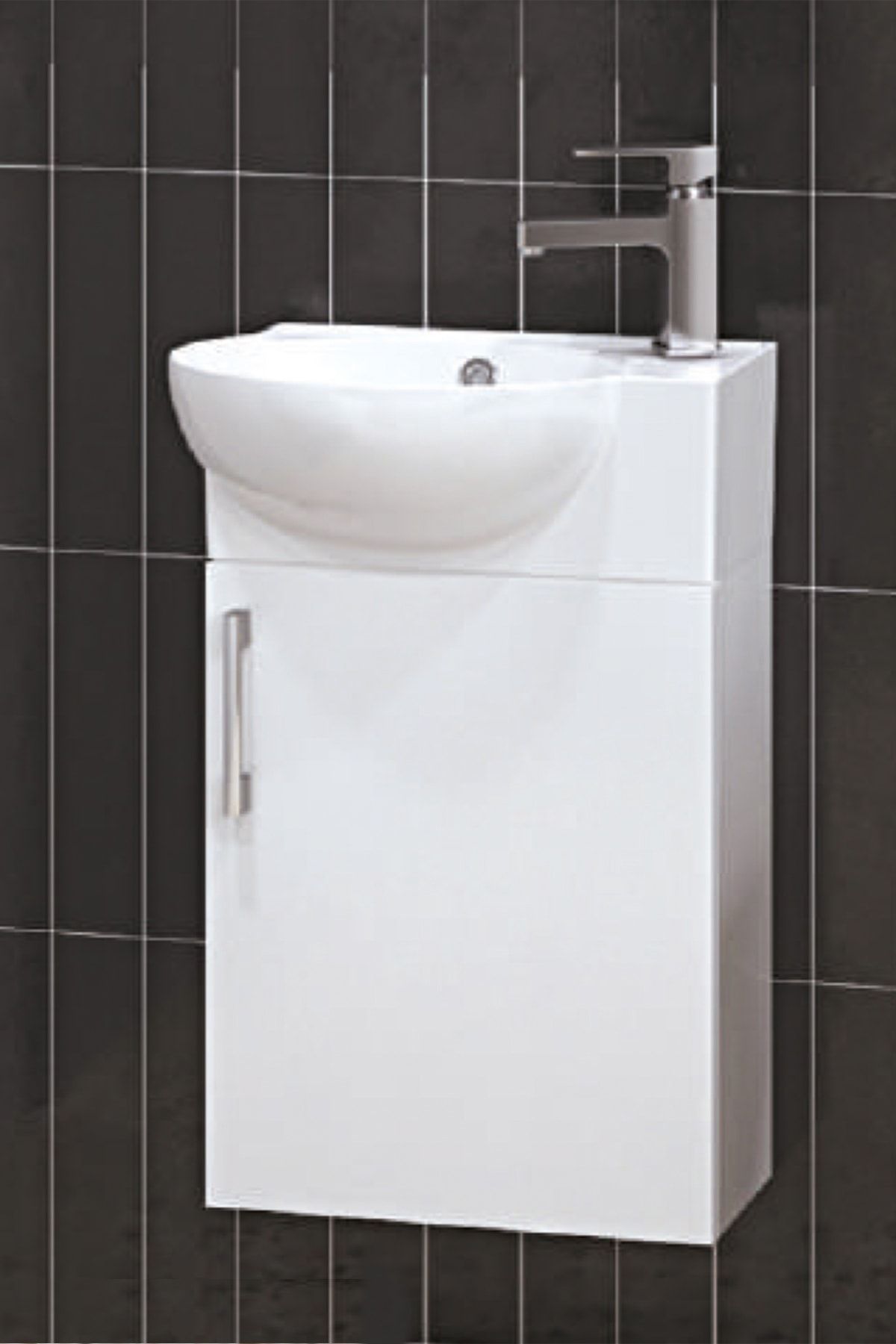 TURKUAZSERAMİK Turkuaz Banyo Ve Tuvalet Mini Köşe Lavabo 28*45 Cm (banyo Dolabı Dahil)