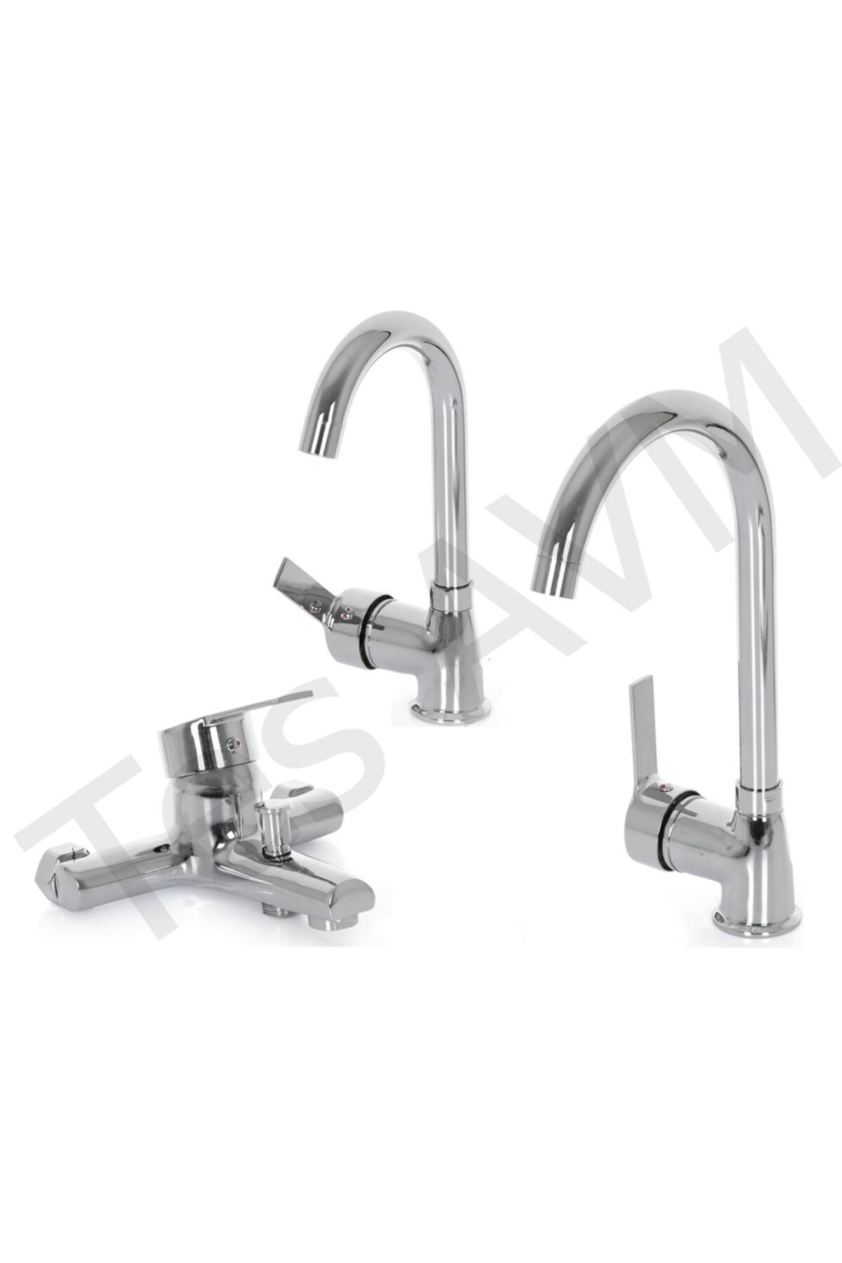 SANCEY Krom Mutfak Lavabo Banyo Set, 3 Parça