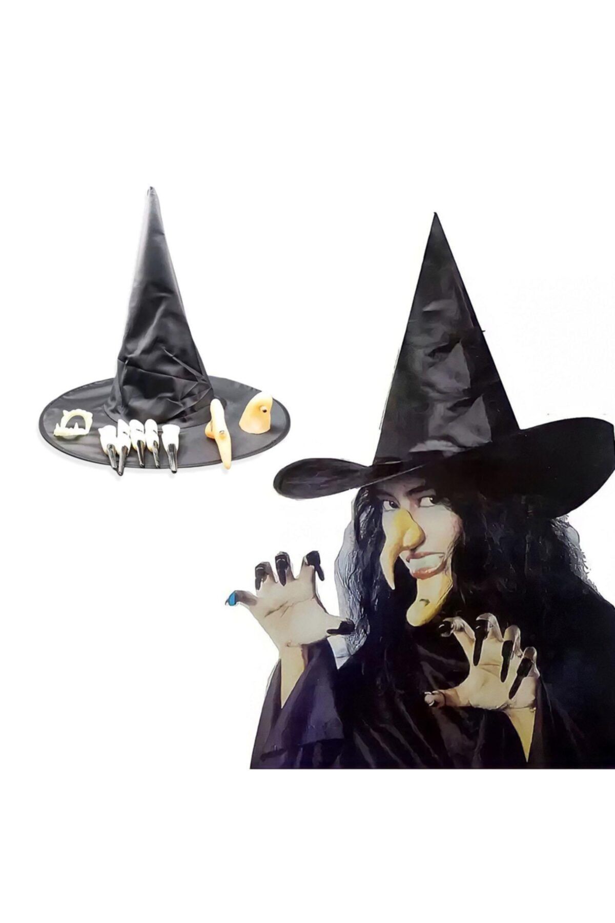 KaktüsKedi 5 Parça Halloween Cadılar Bayramı Cadı Kostüm Seti