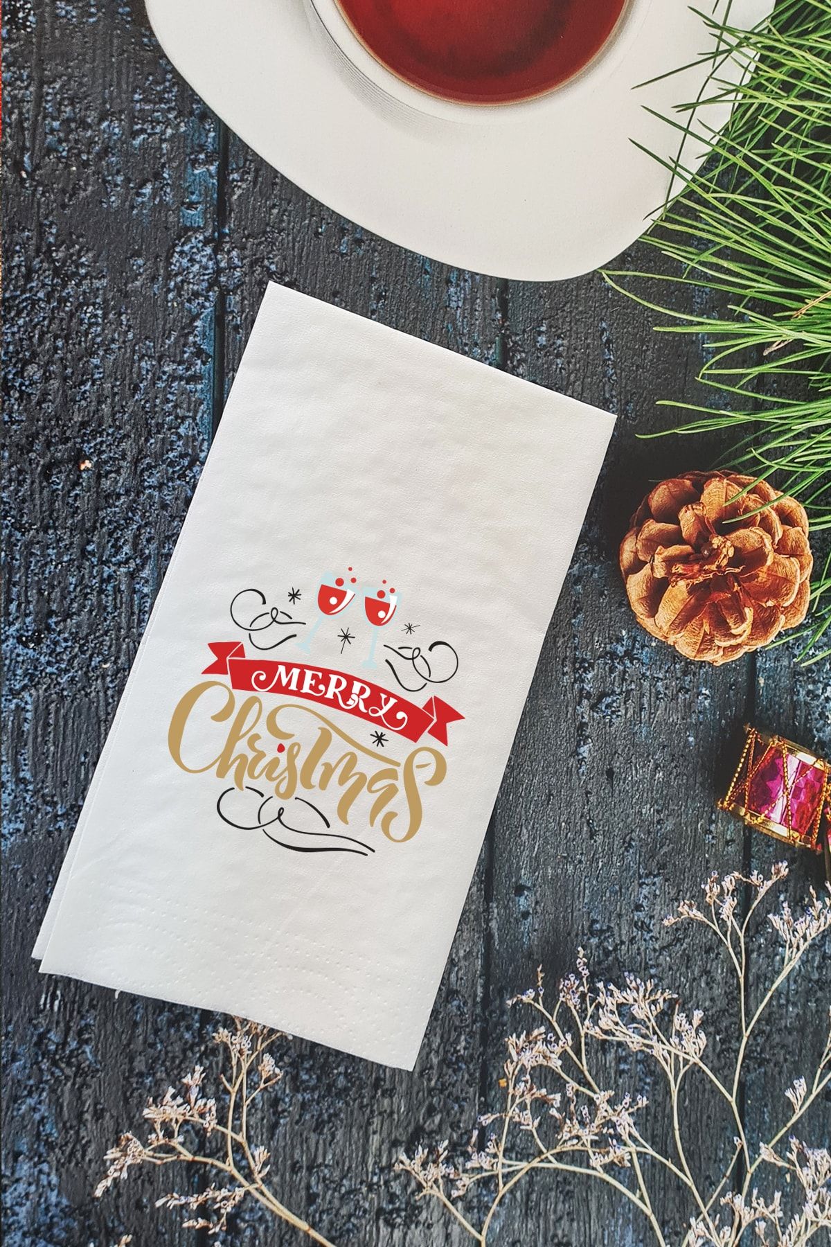 PEKSHOP Merry Christmas Yazılı Yılbaşı - Yeni Yıl Peçetesi