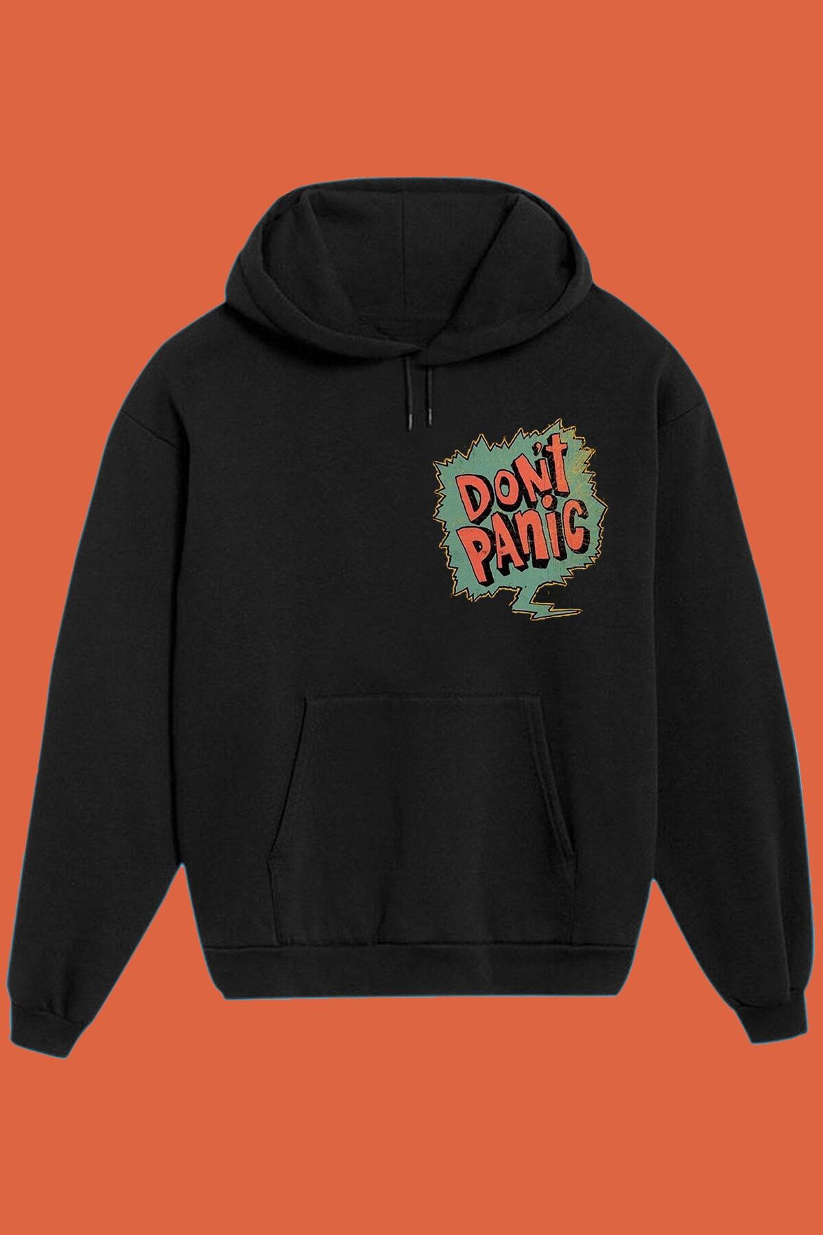 IvırZıvır Unisex Siyah Don't Panic Baskılı Sweatshirt