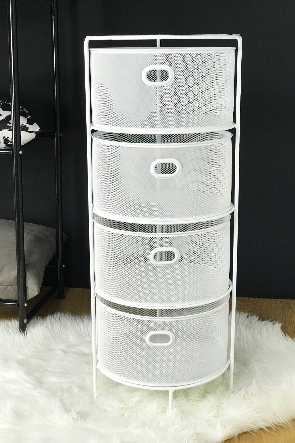 Avantagehome Drawe - 4 Katlı Metal Sebzelik Beyaz