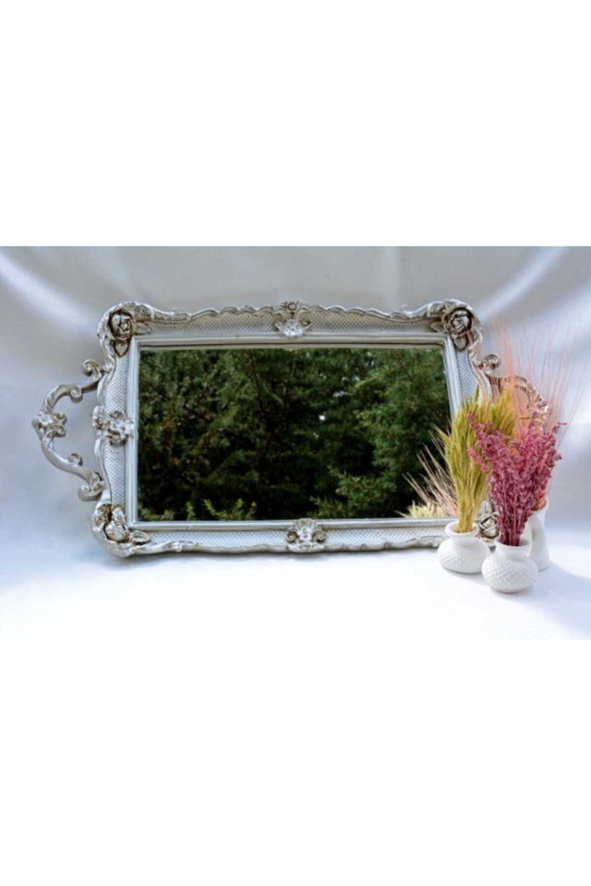 Egem's Aksesuar Kız Isteme Ve Söz Günü Tepsisi, Gold Renk Çiçek Motifli Nişan Tepsisi, Kabartmalı