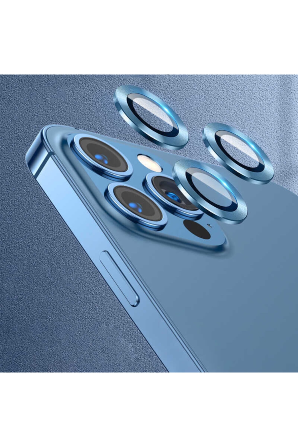 Apple Iphone 13 Pro Cl04 Uyumlu Kamera Lens Koruyucu Temperli Cam Mavi + Popsocket