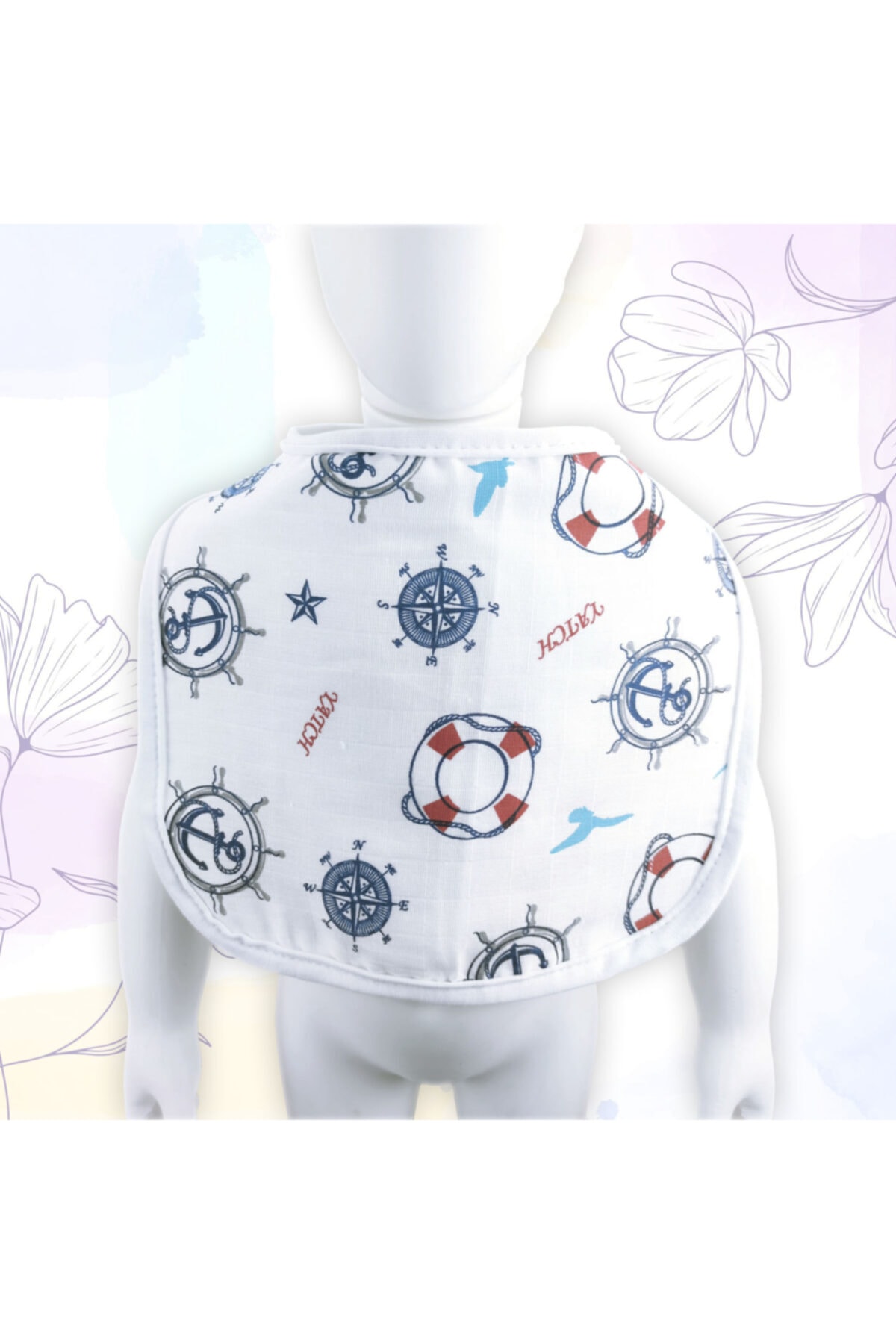 Ponçikya Organik Pamuk Müslin Düz Mama Önlüğü - Harika Marine