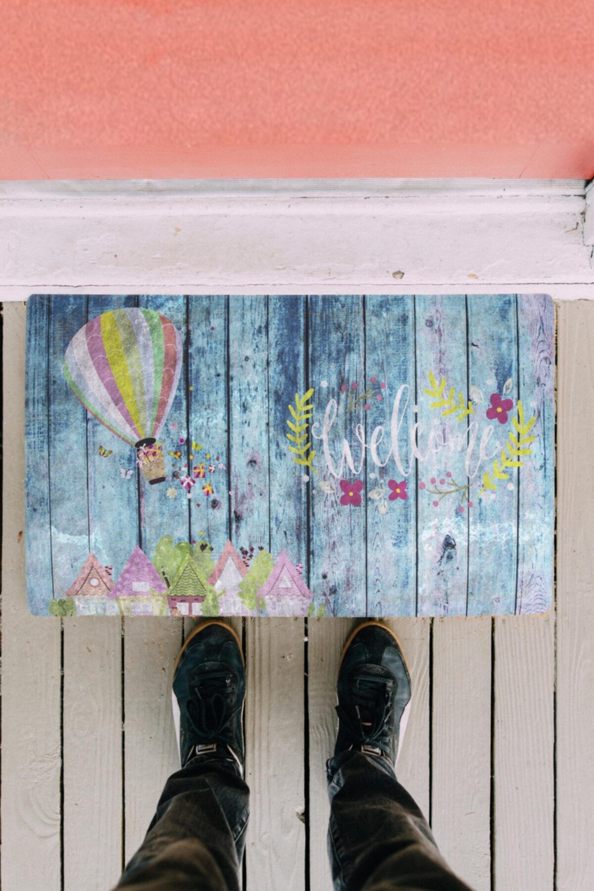 GoldCotton Dijital Baskılı 45x70cm Kapı Önü Paspası – Balloon