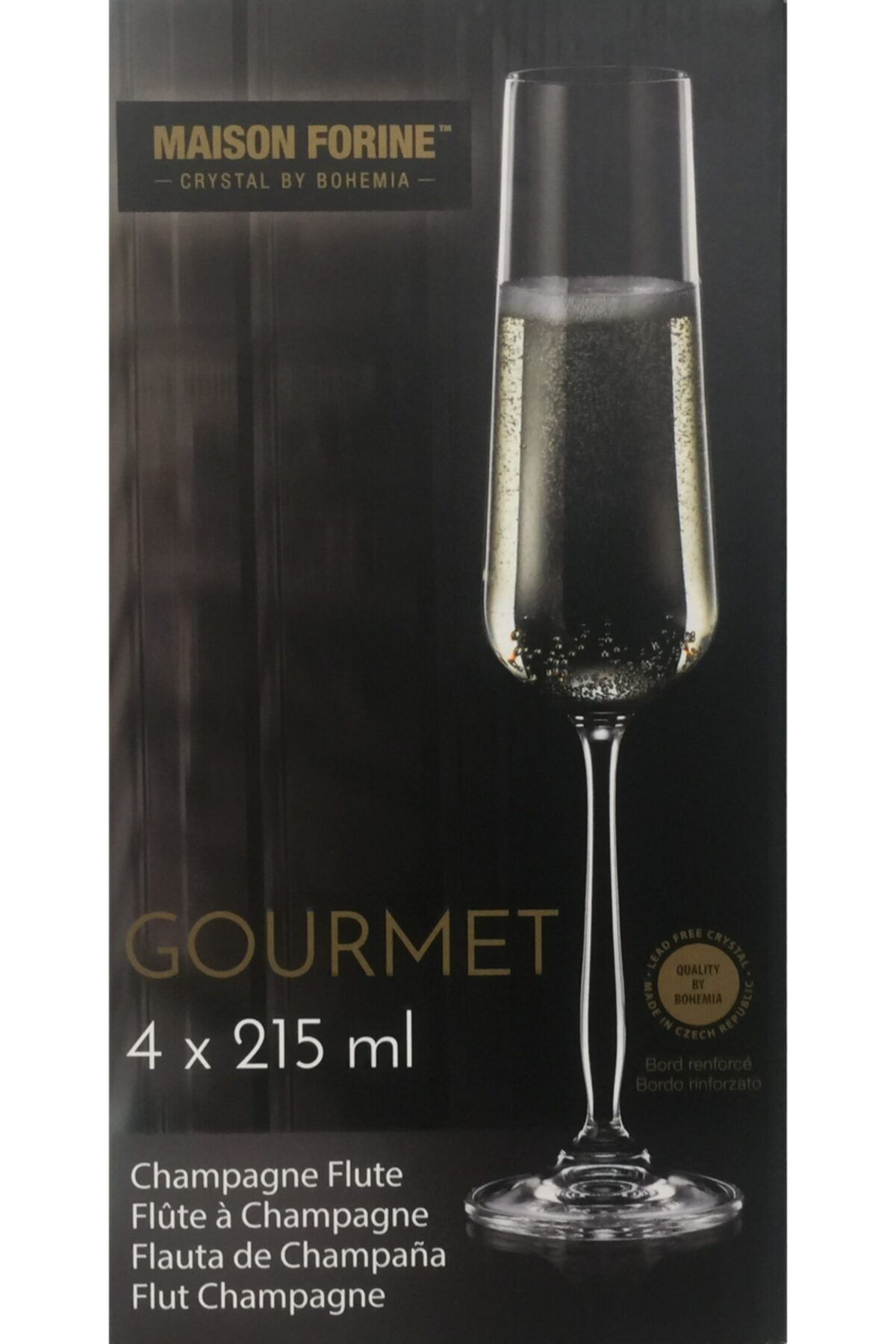 BOHEMİA CRYSTAL Maıson Forıne Gourmet 4'lü 215 Ml.ayaklı Şampanya Kadehi.