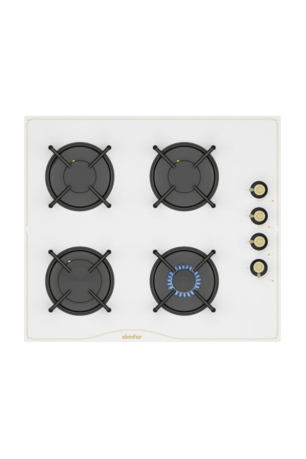 Simfer 3324 Retro Beyaz 60 Cm Cam Ankastre Ocak